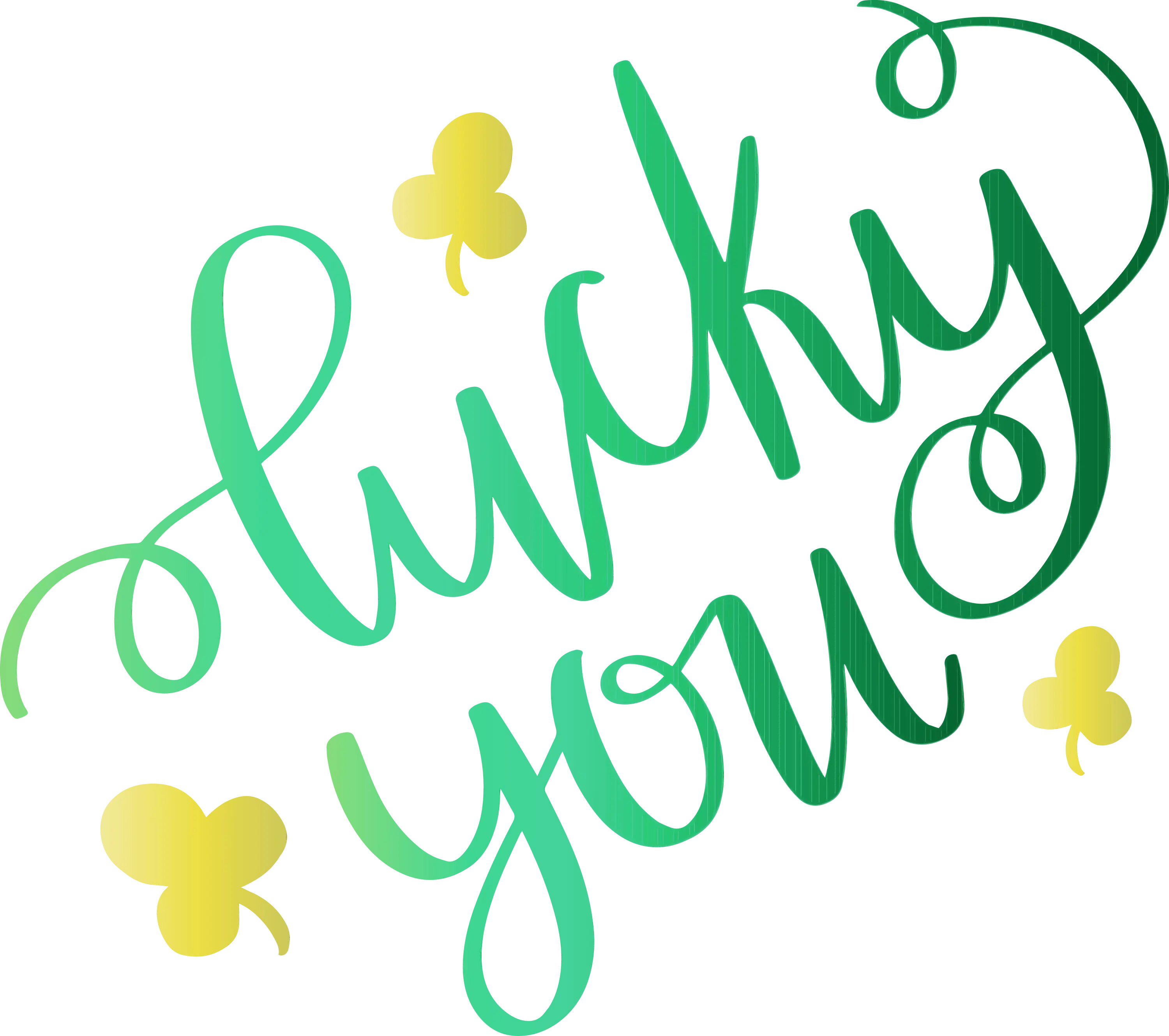 Green Lucky You Holiday Handwritten Text