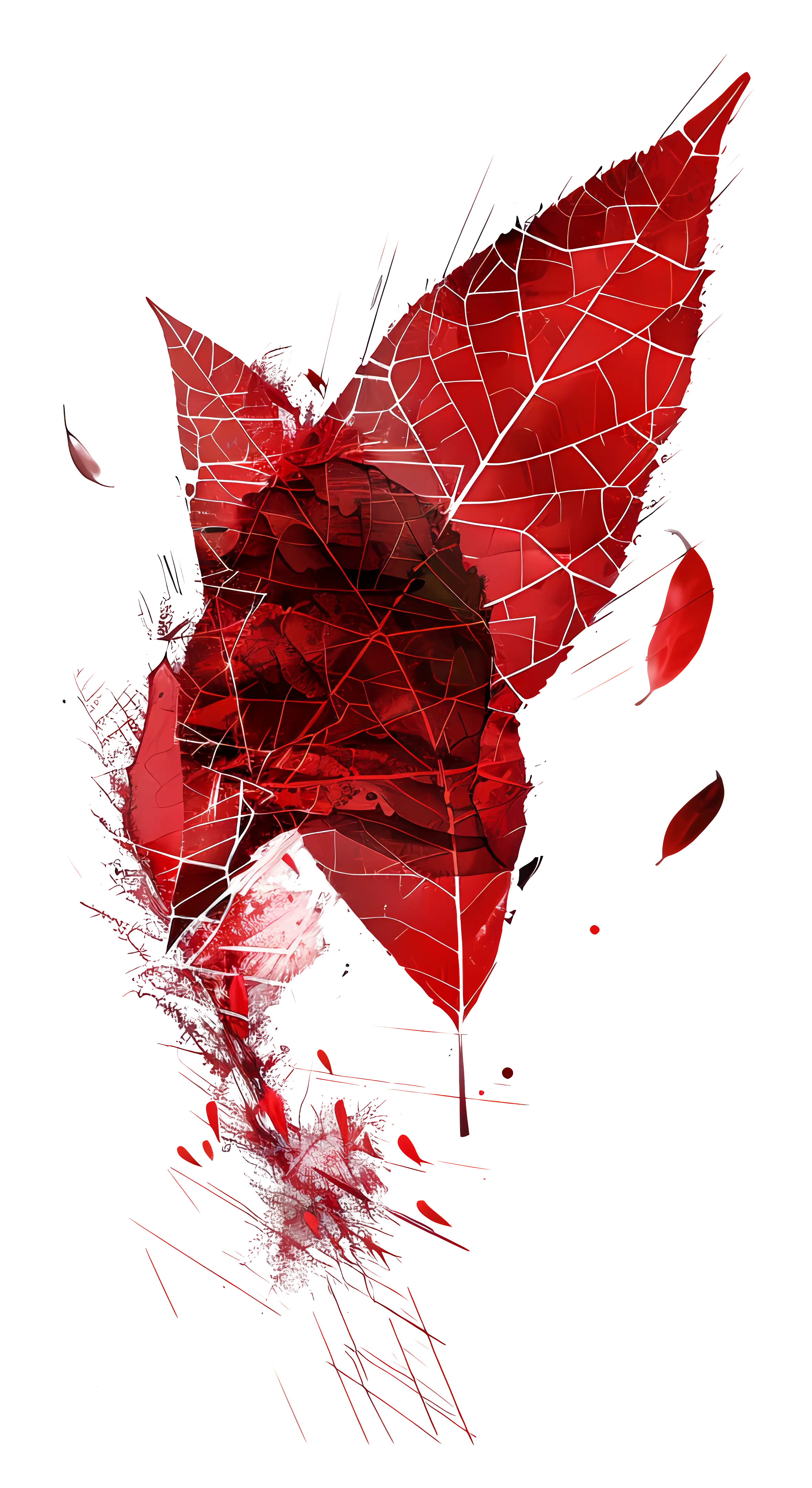 Abstract Red Leaf Art