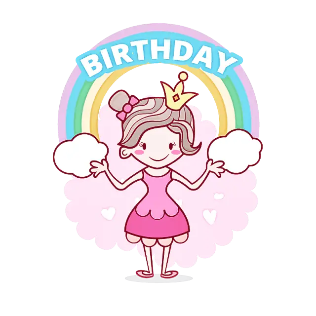 Birthday Princess with Rainbow Illustration