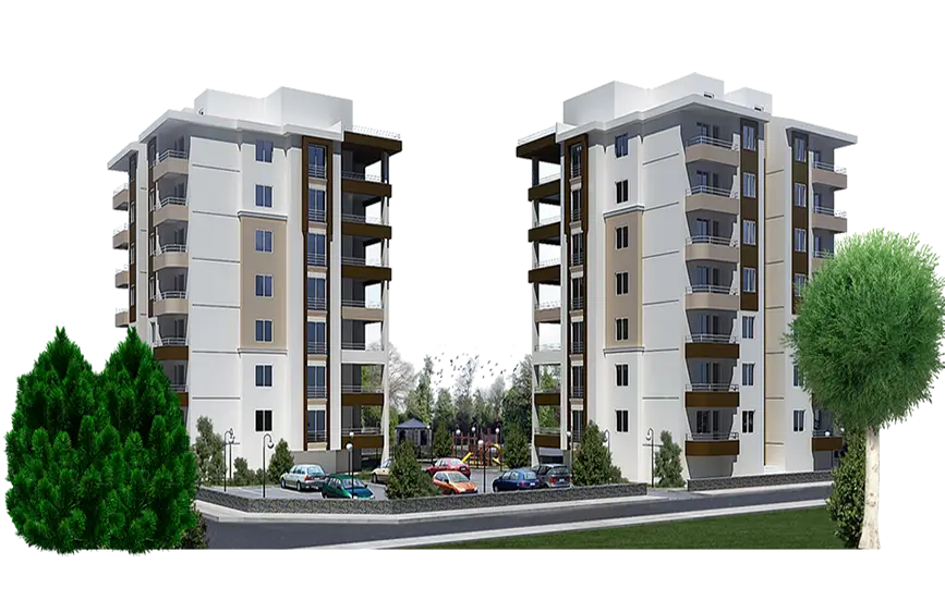 Twin Residential Buildings in an Urban Setting