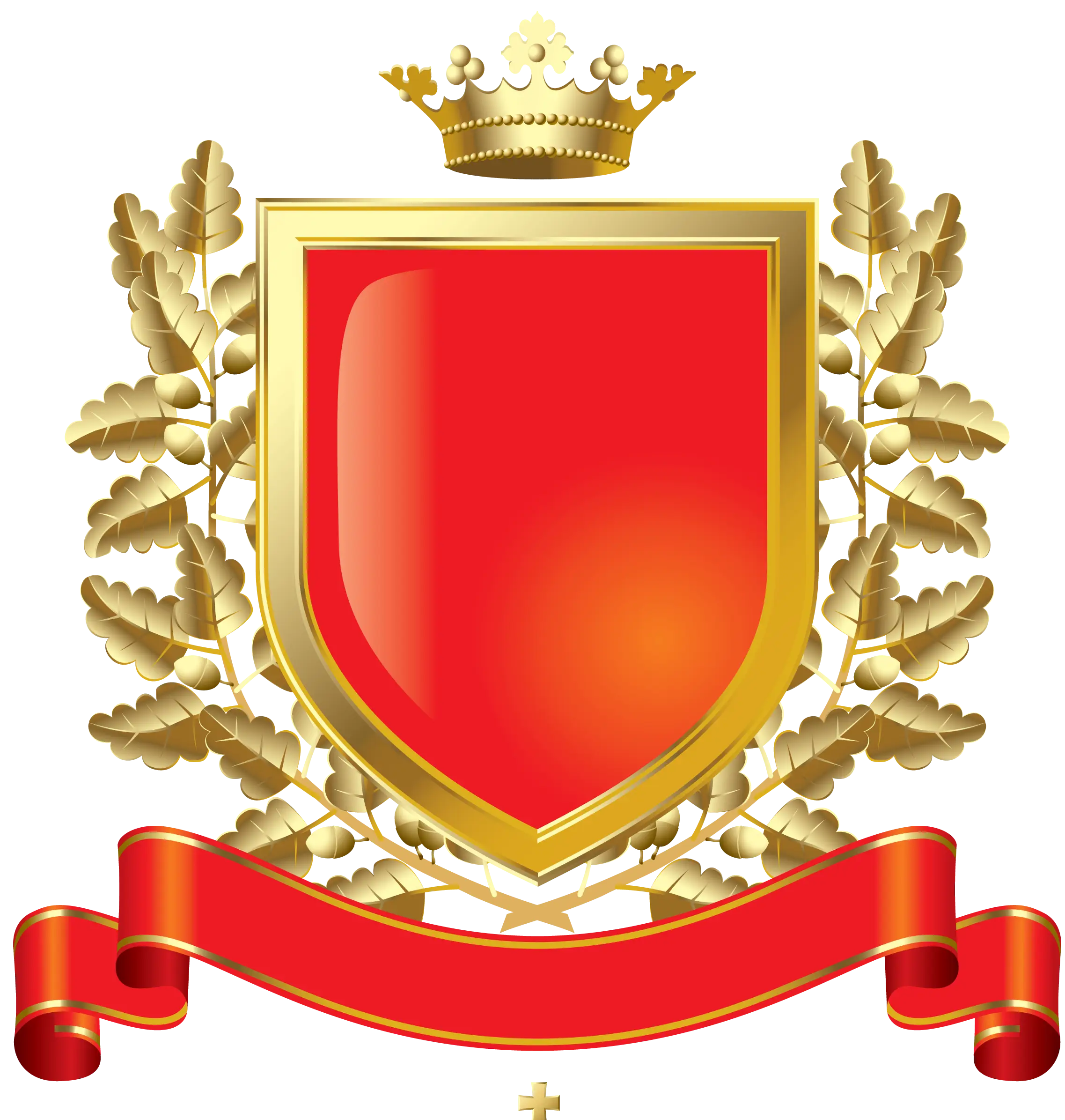 Elegant Golden Crest with Red Shield and Crown