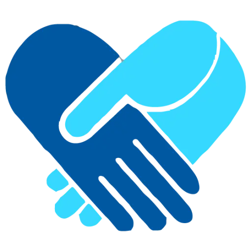 Blue Handshake Logo Representing Collaboration