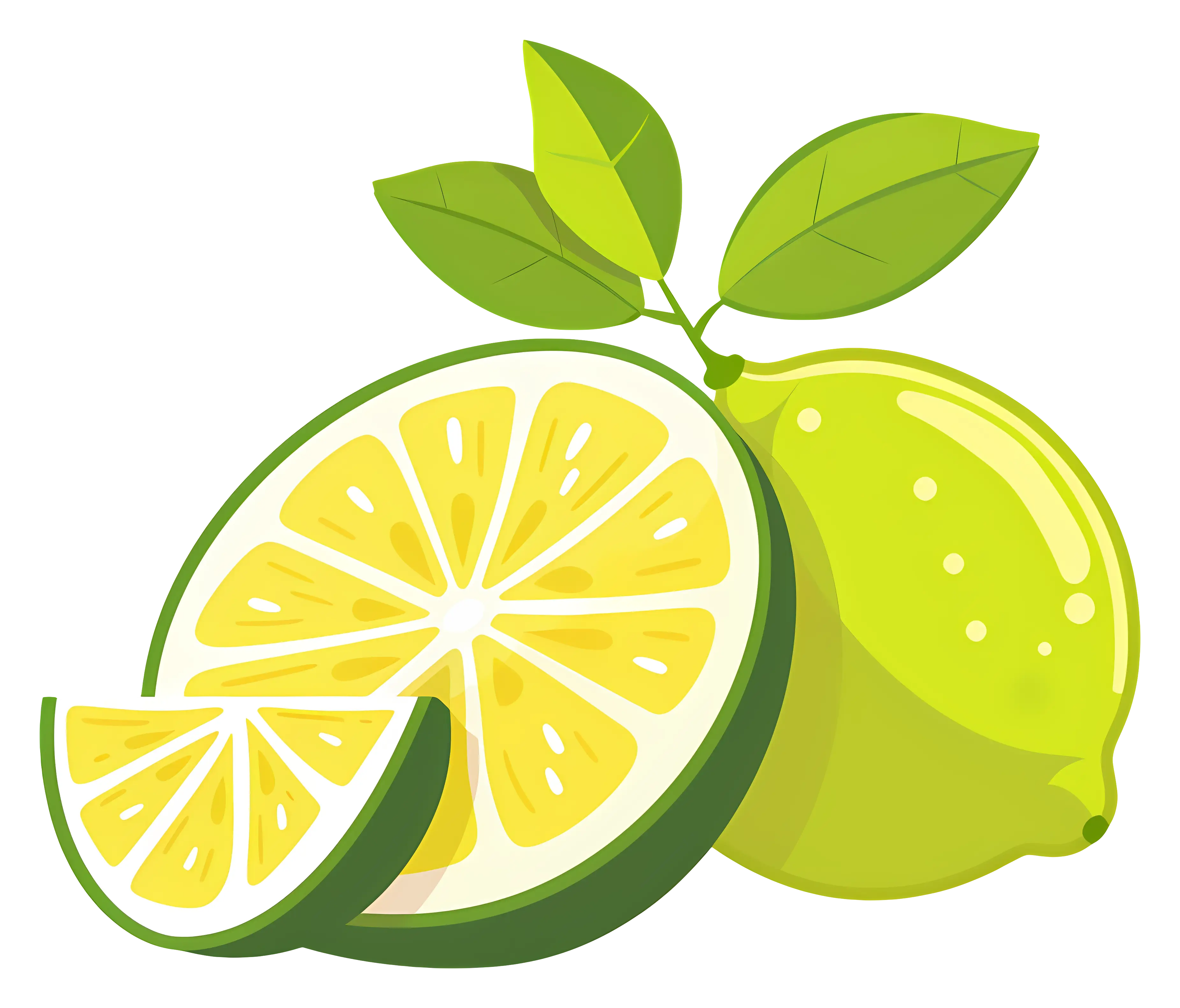 Halved Lime with Leaf and Slice