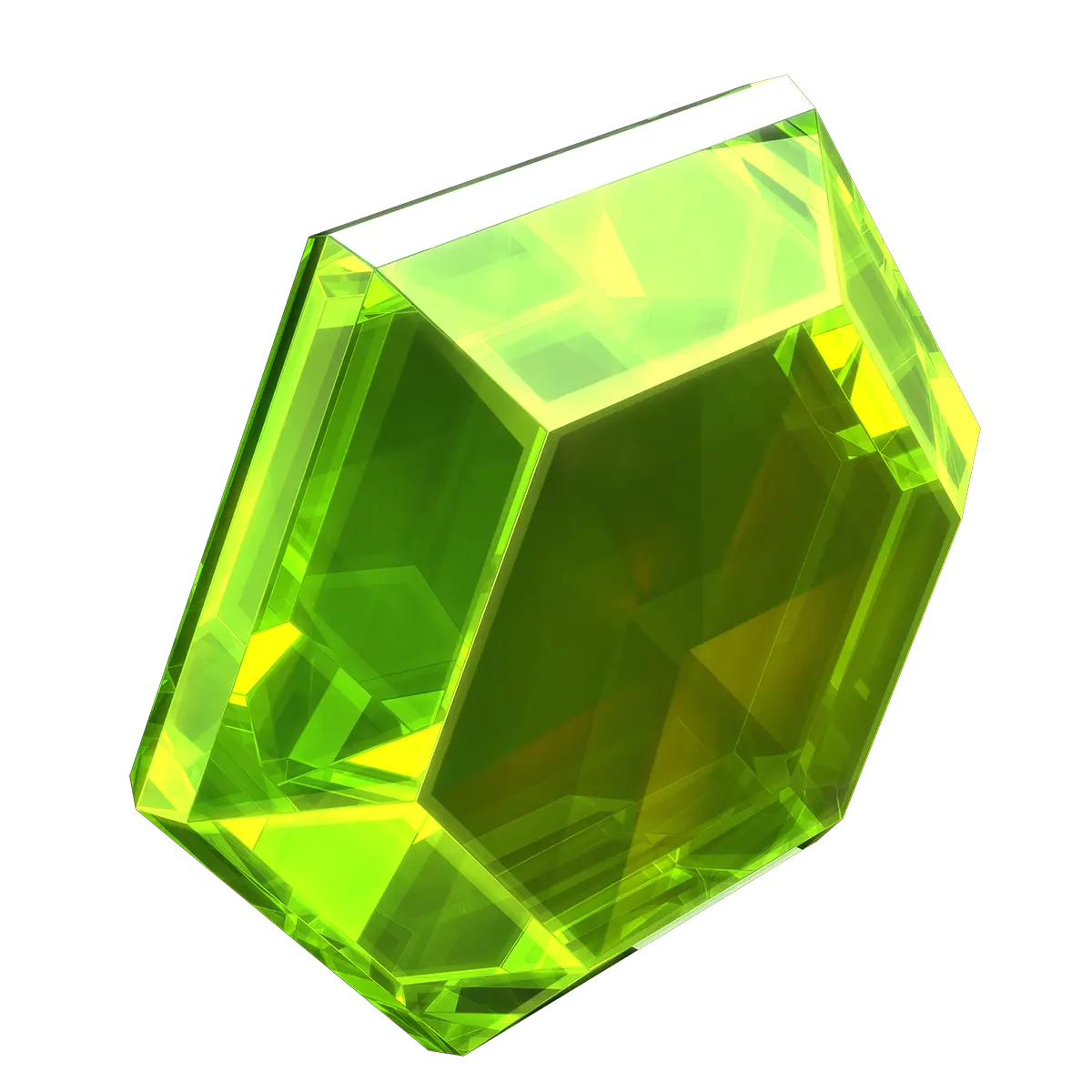Shimmering Green Gemstone with Facets