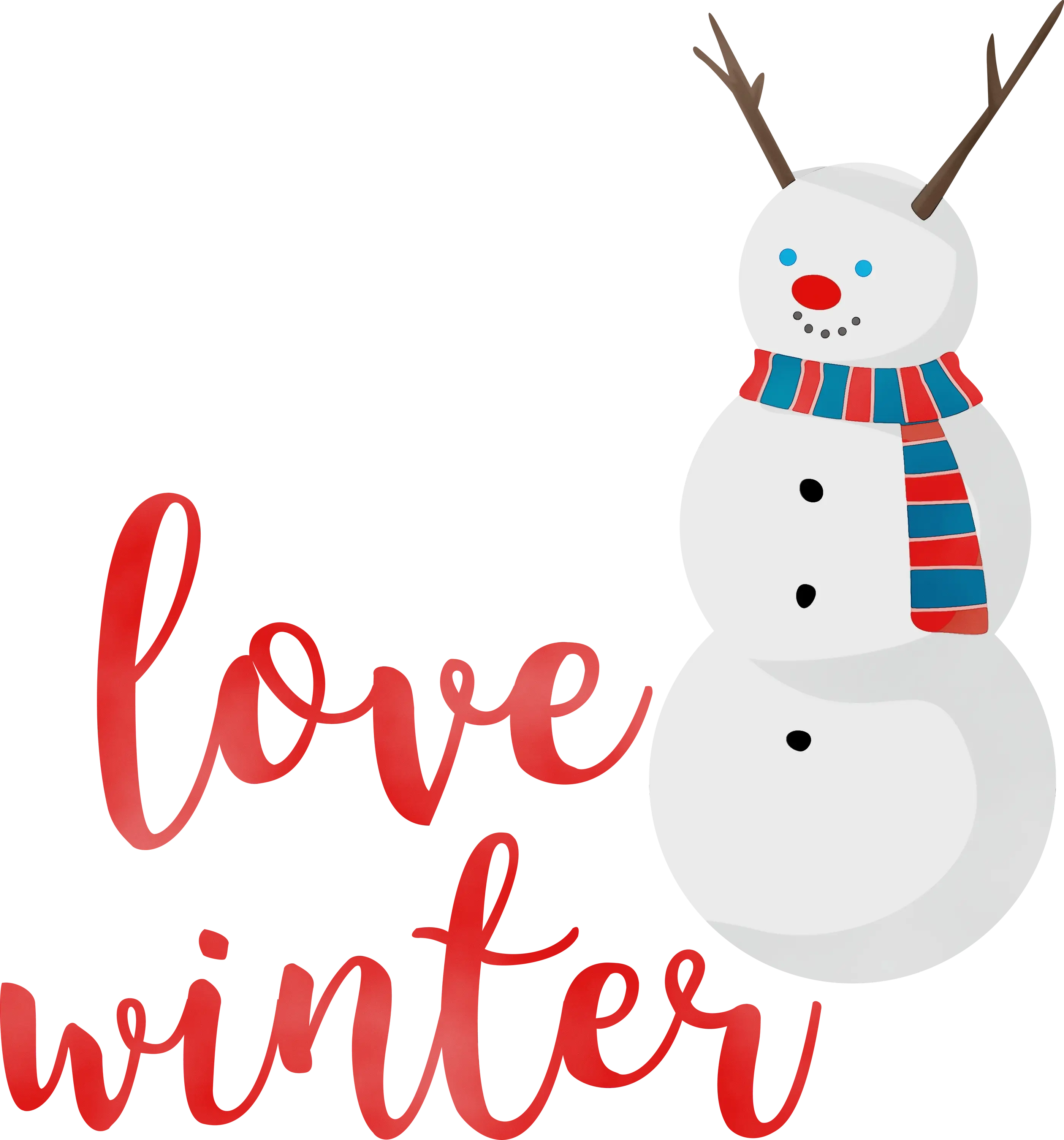 Snowman Illustration with &#039;Love Winter&#039; Text