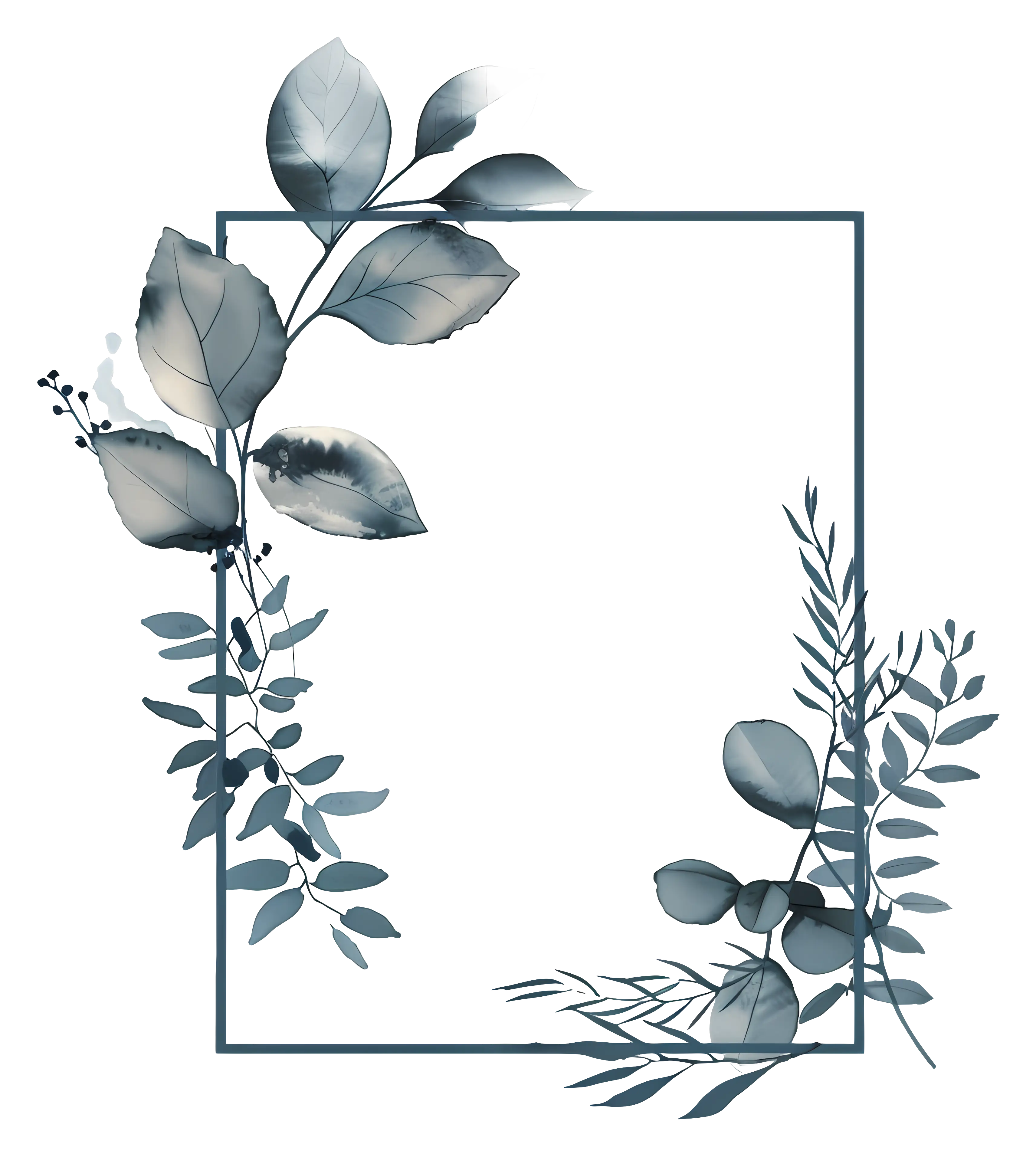 Botanical Watercolor Frame in Artistic Style