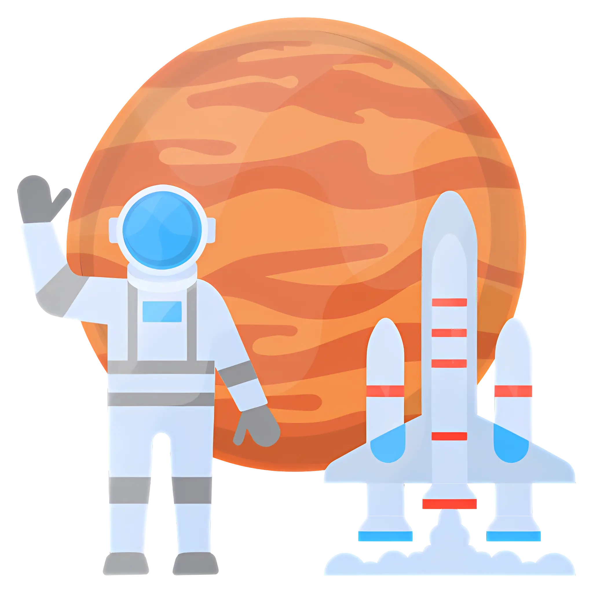 Astronaut with Rocket and Planet