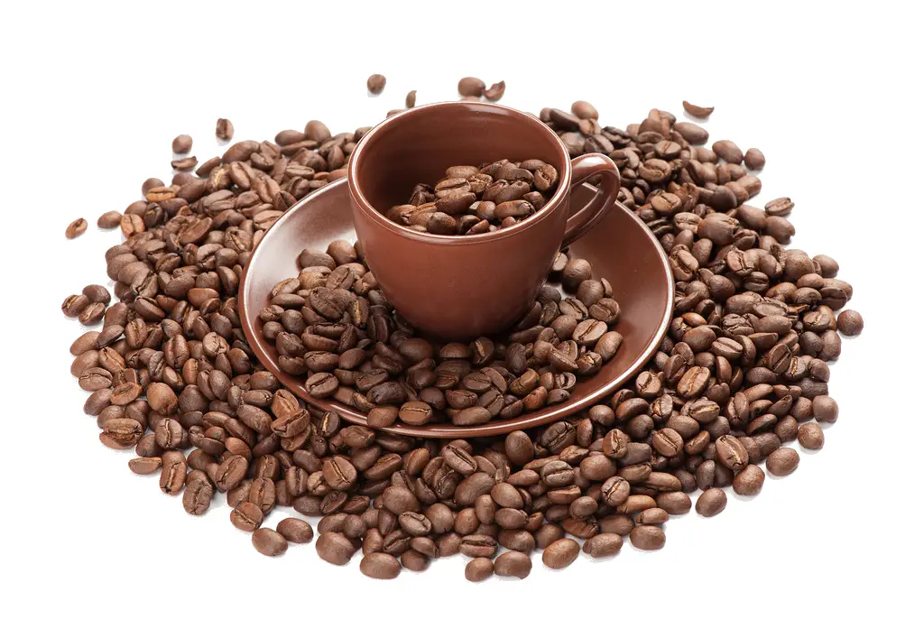 Coffee Cup and Beans for a Fresh Morning