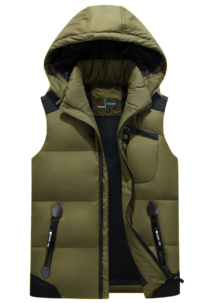 Green Puffer Vest with Hood