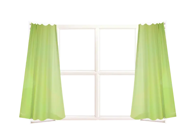 Bright Window with Green Curtains