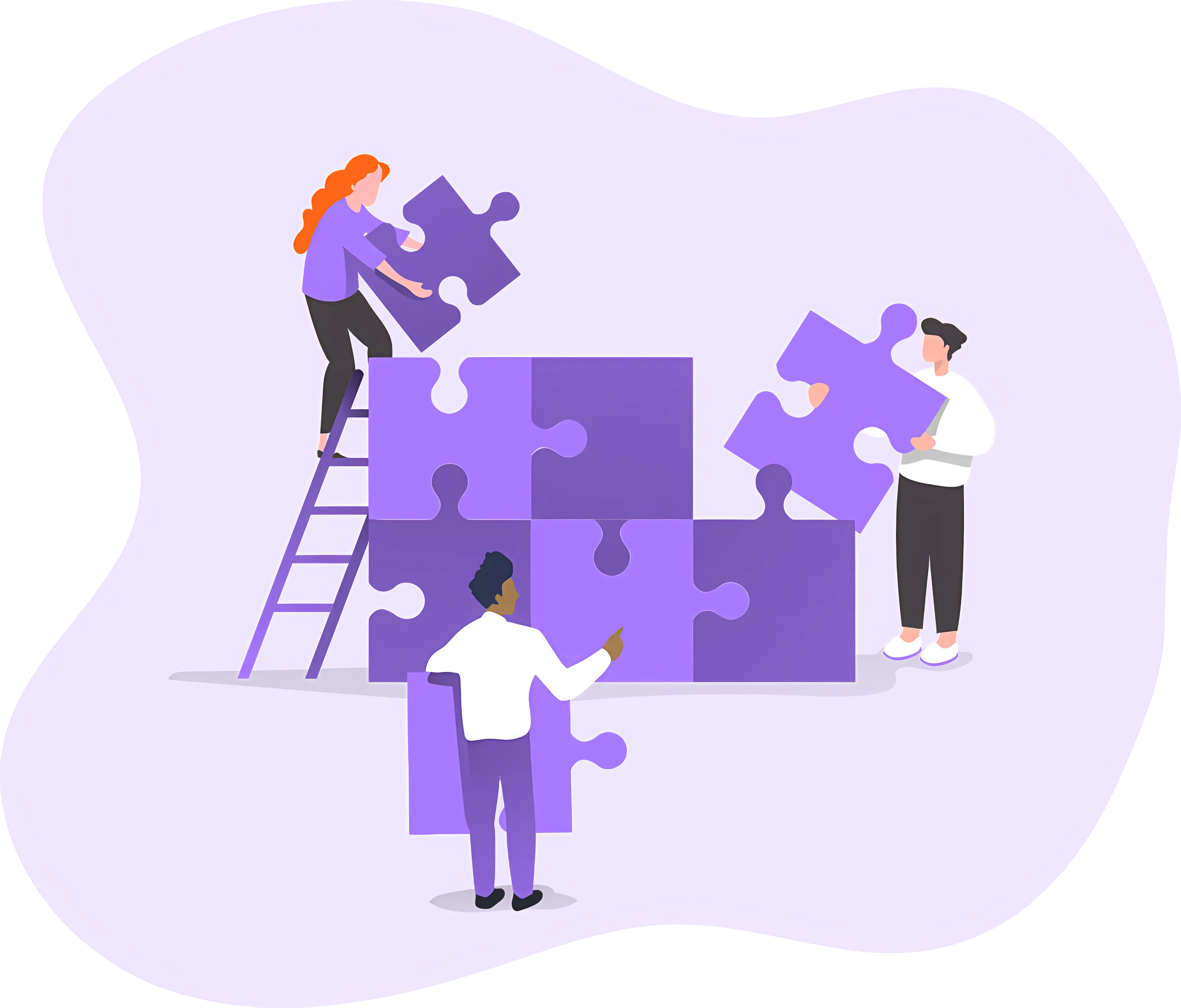 Team Assembling Large Puzzle Pieces