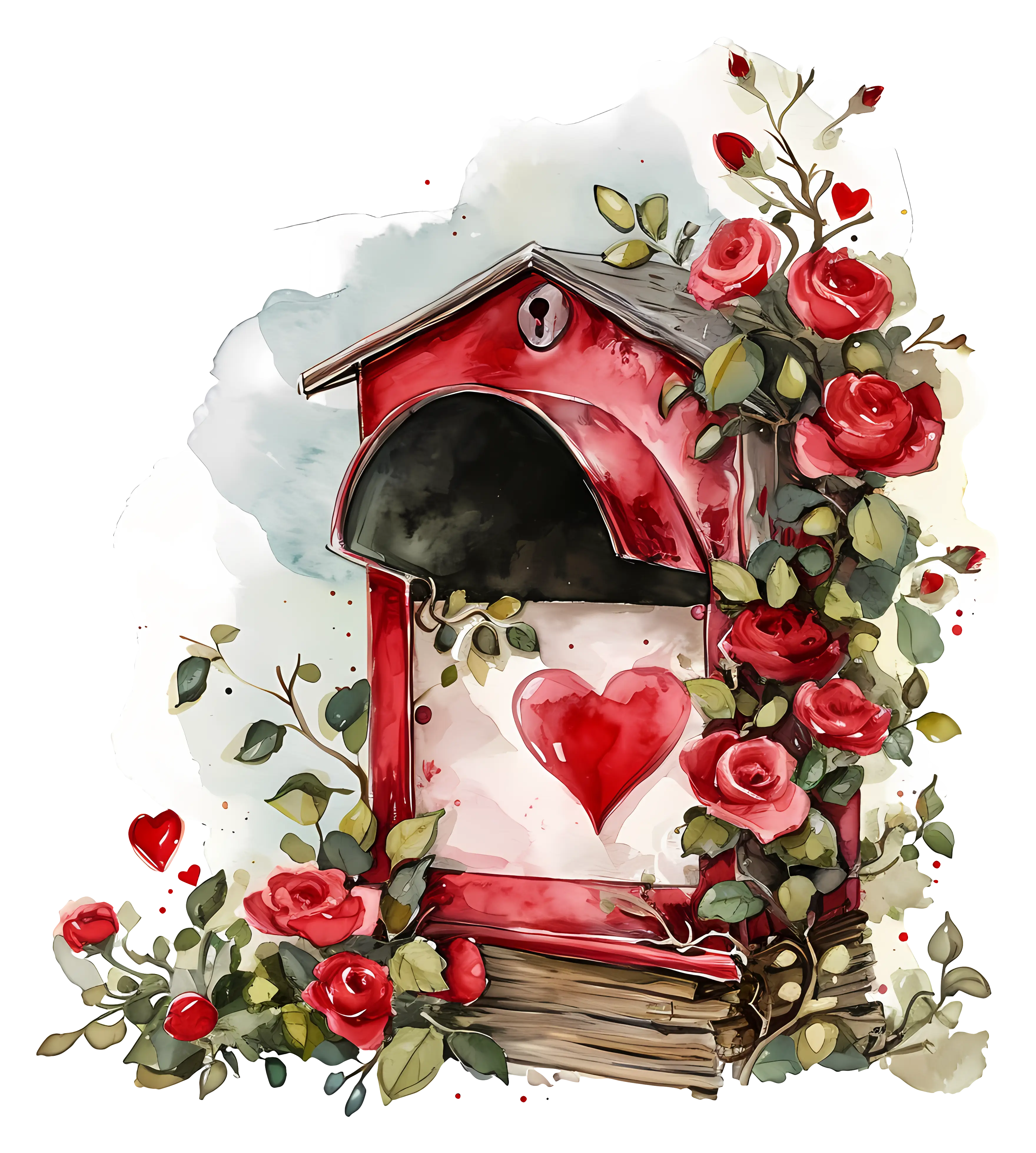 Mailbox with Roses for Valentine&#039;s Day