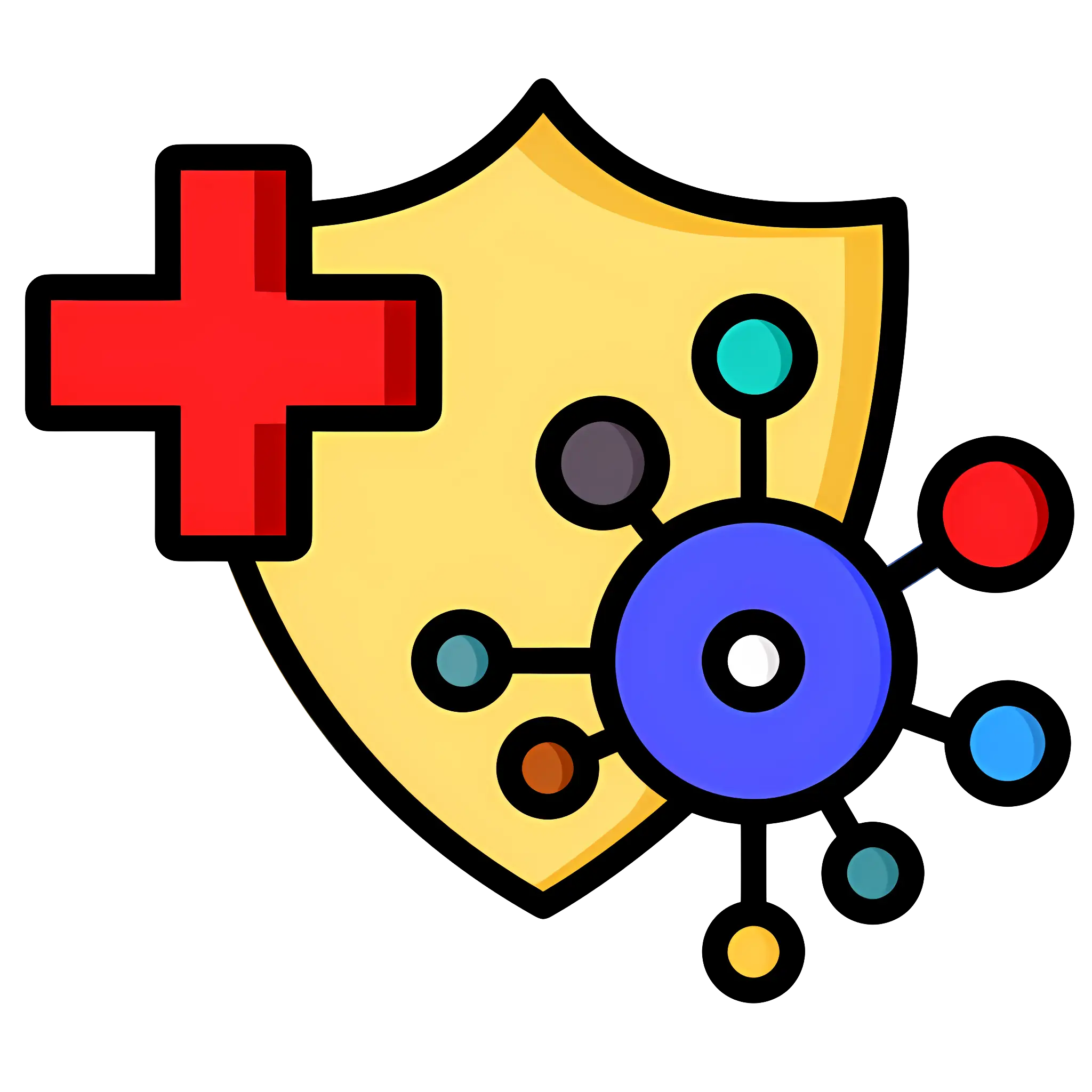 Colorful Medical Shield with Virus Icon