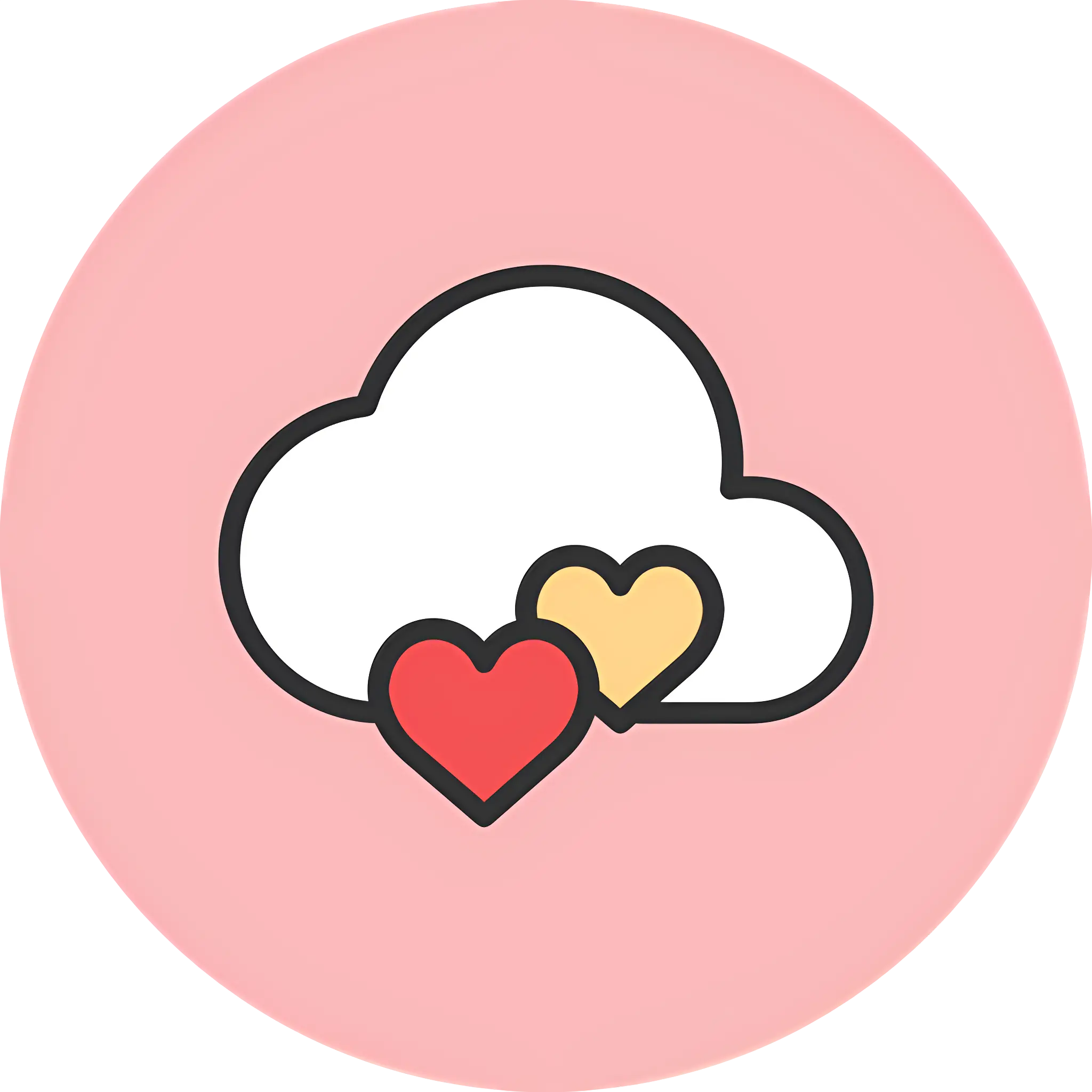 Cute Cloud with Hearts Icon