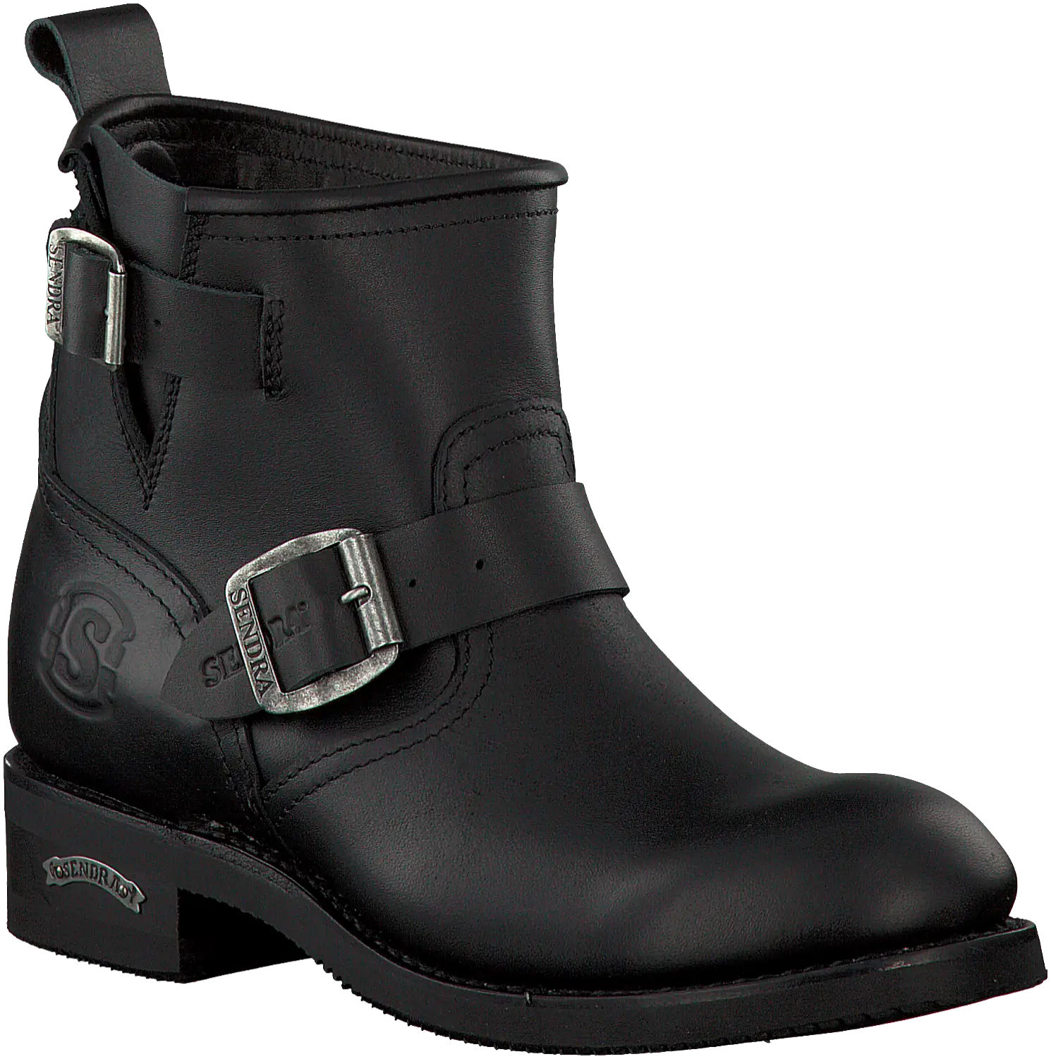 Black Leather Ankle Boot with Buckle