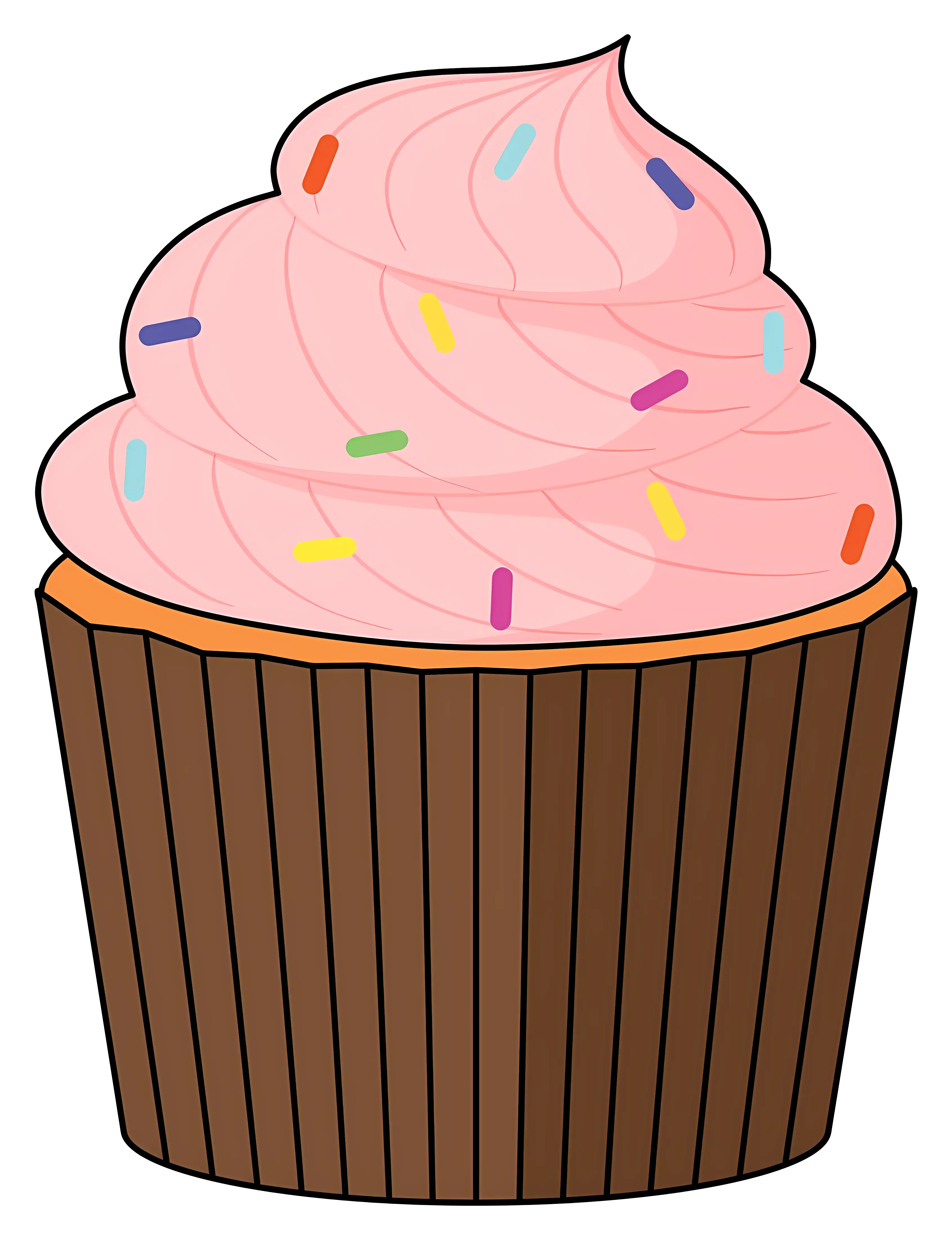Pink Frosted Cupcake with Rainbow Sprinkles