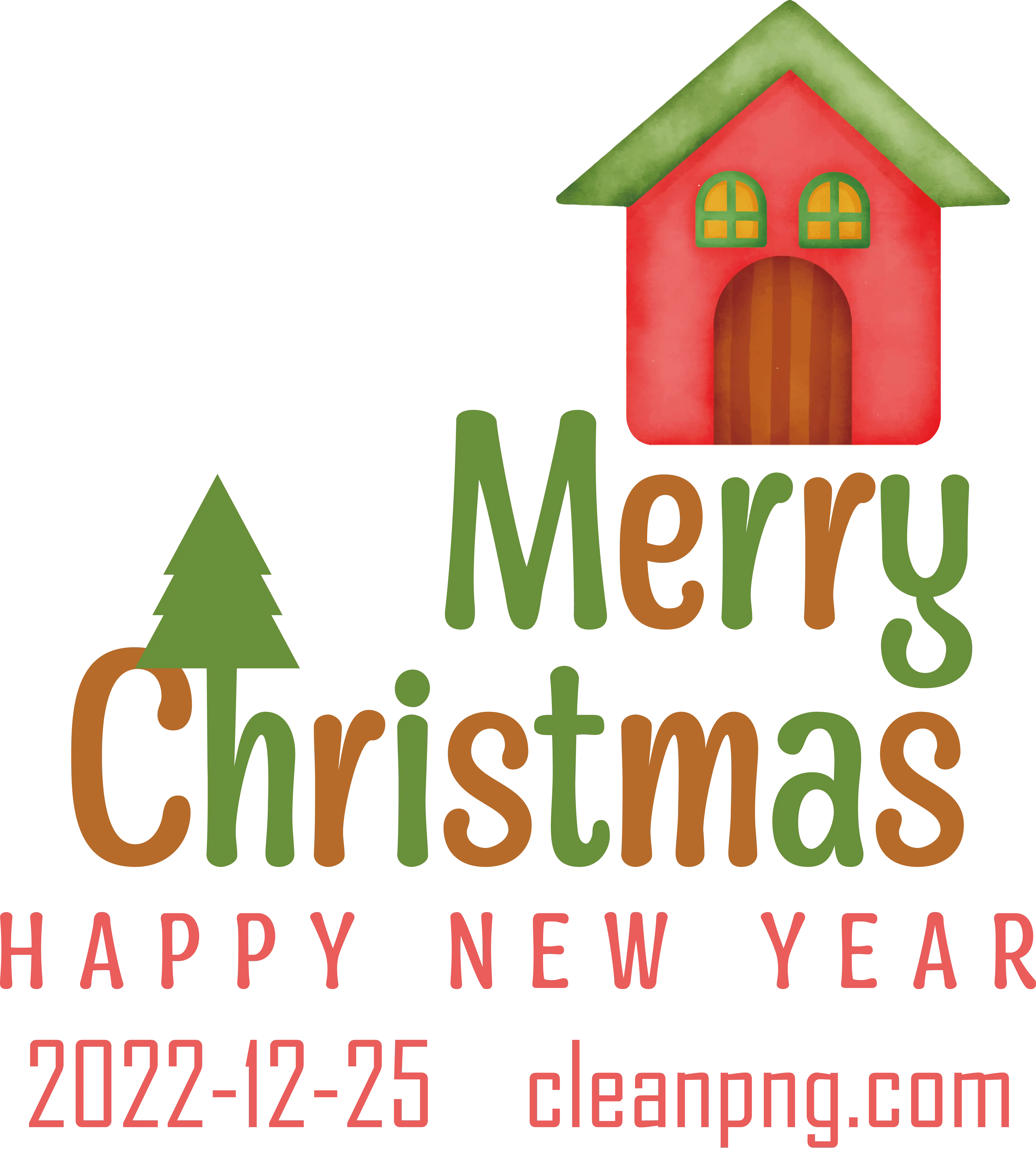 Festive Christmas House Wishing Merry Christmas