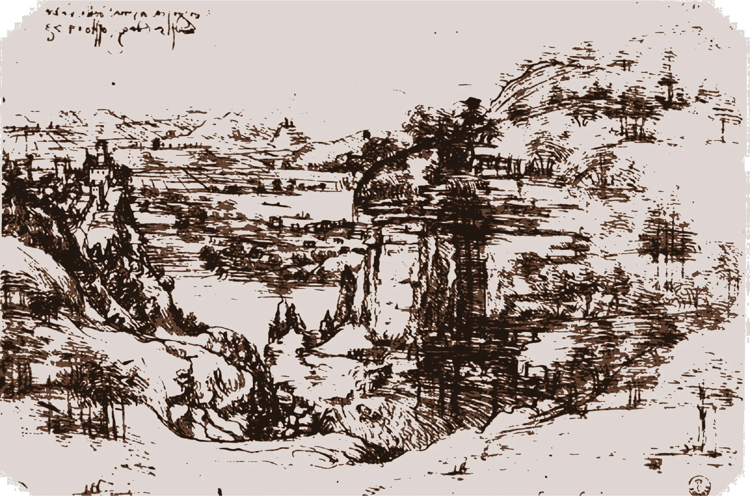 Historical Landscape Drawing