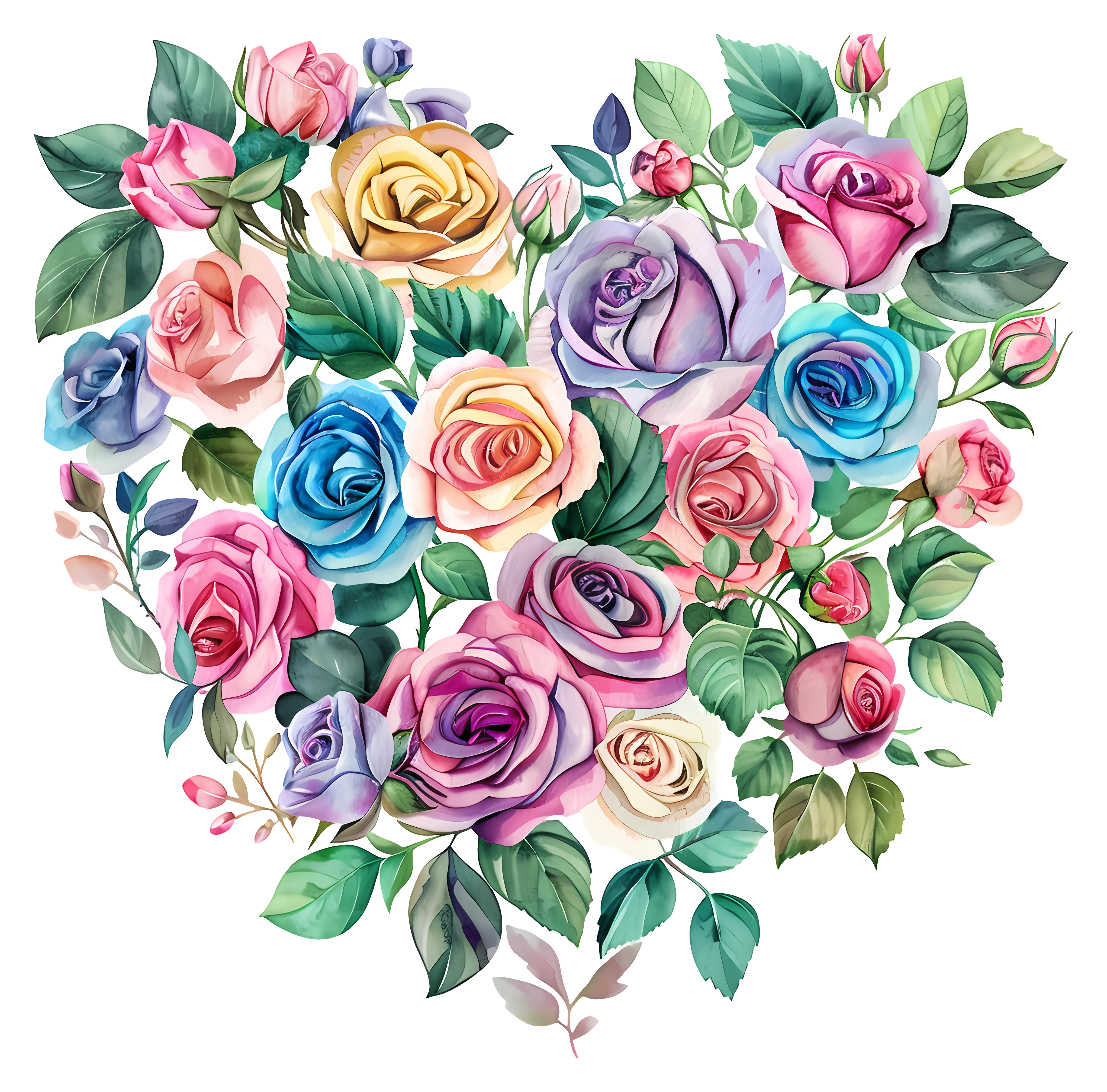 Heart-Shaped Rose Bouquet with Vibrant Colors