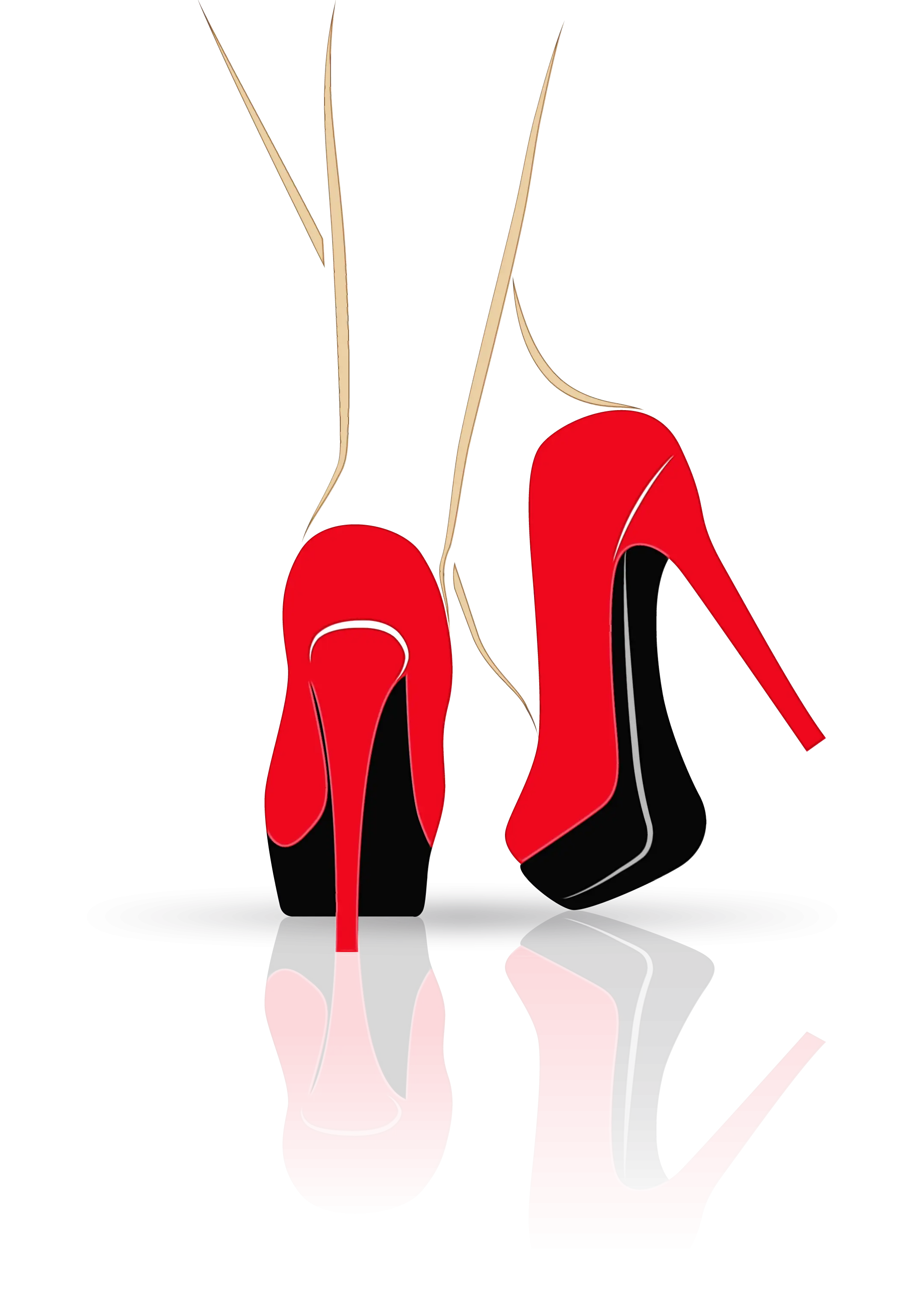 Red High Heels with Reflection