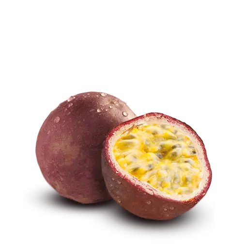 Fresh Passion Fruit with Purple Skin and Yellow Pulp