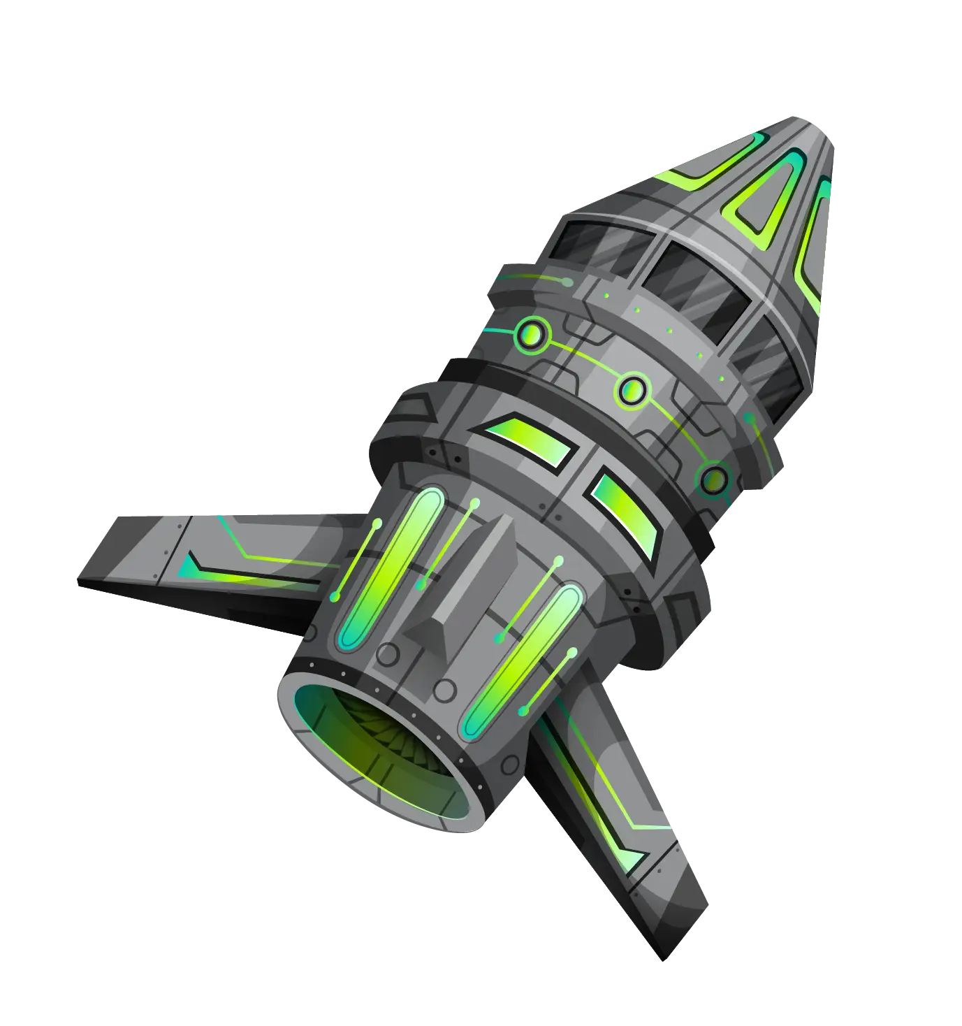 Futuristic Rocket with Neon Lights