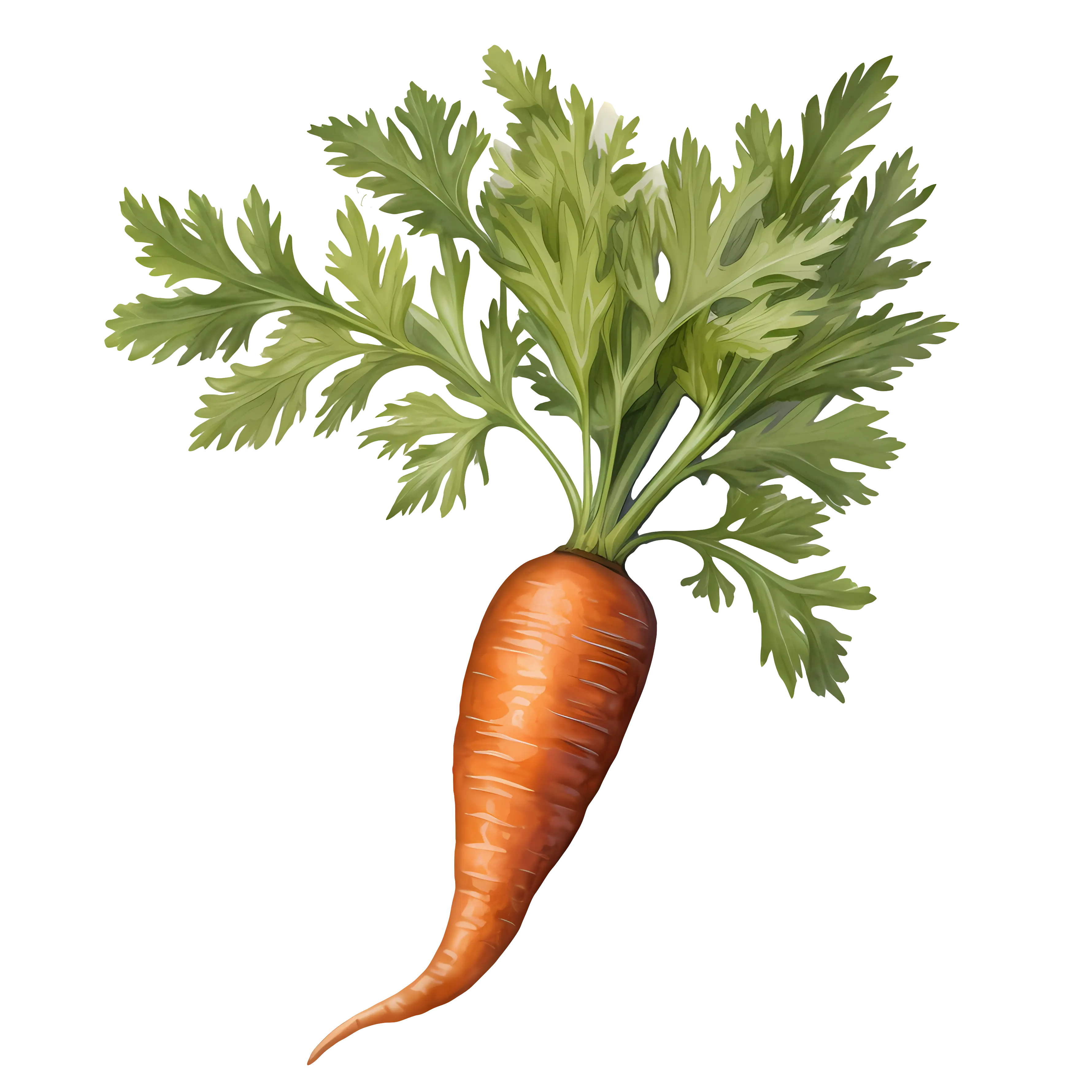 Fresh Carrot with Green Leaves in Artistic Style