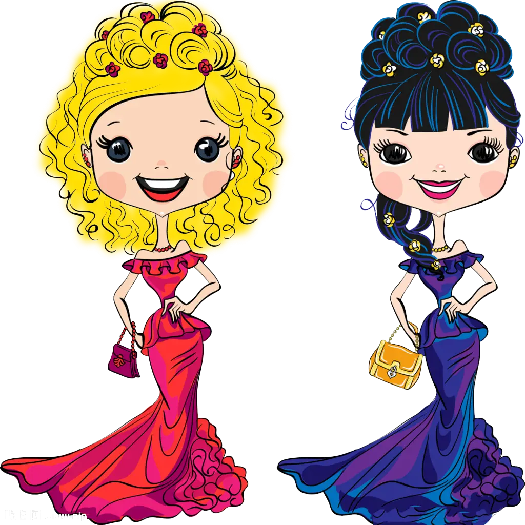 Two Girls in Elegant Dresses