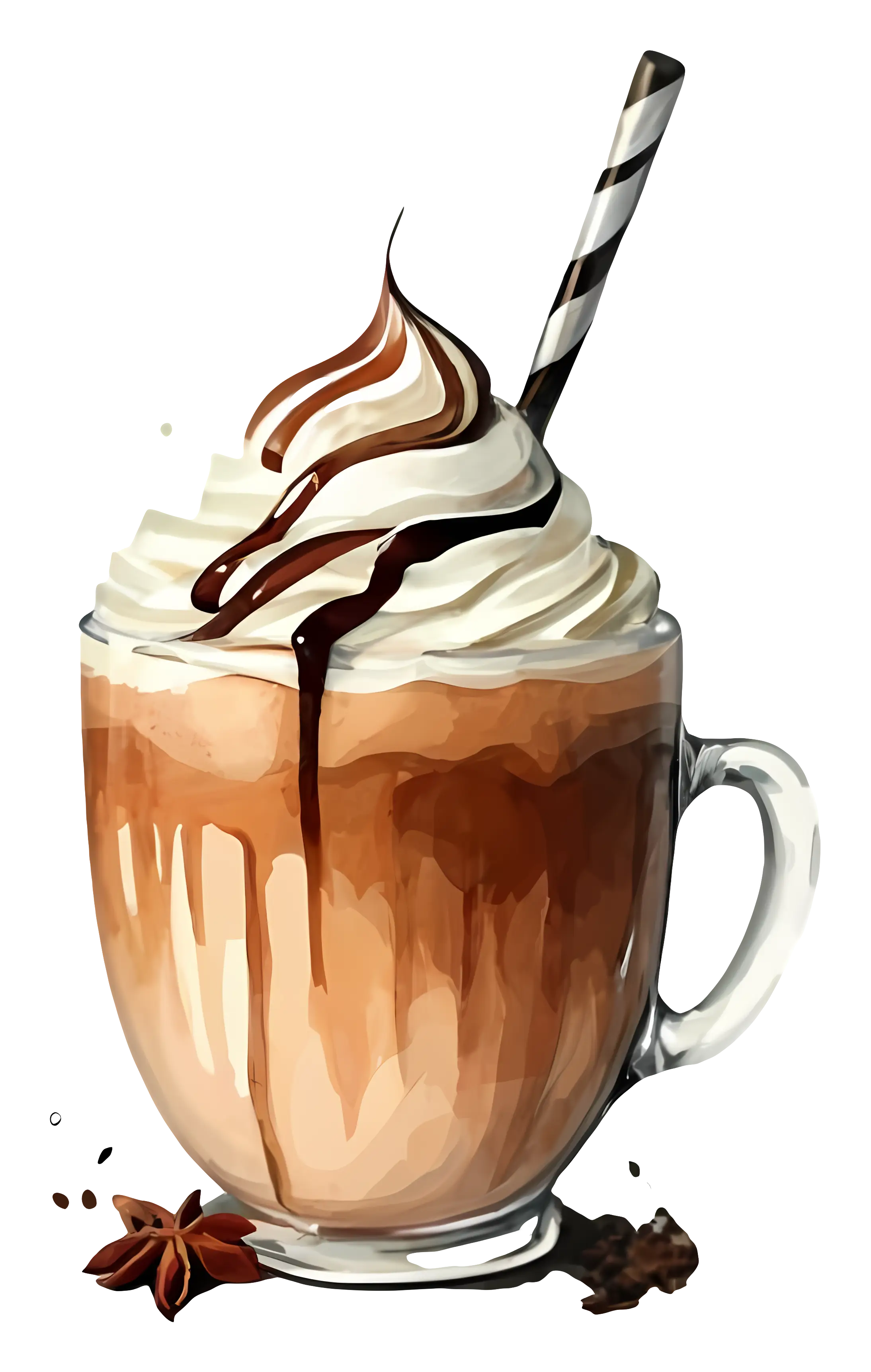 Whipped Cream Coffee with Chocolate Drizzle