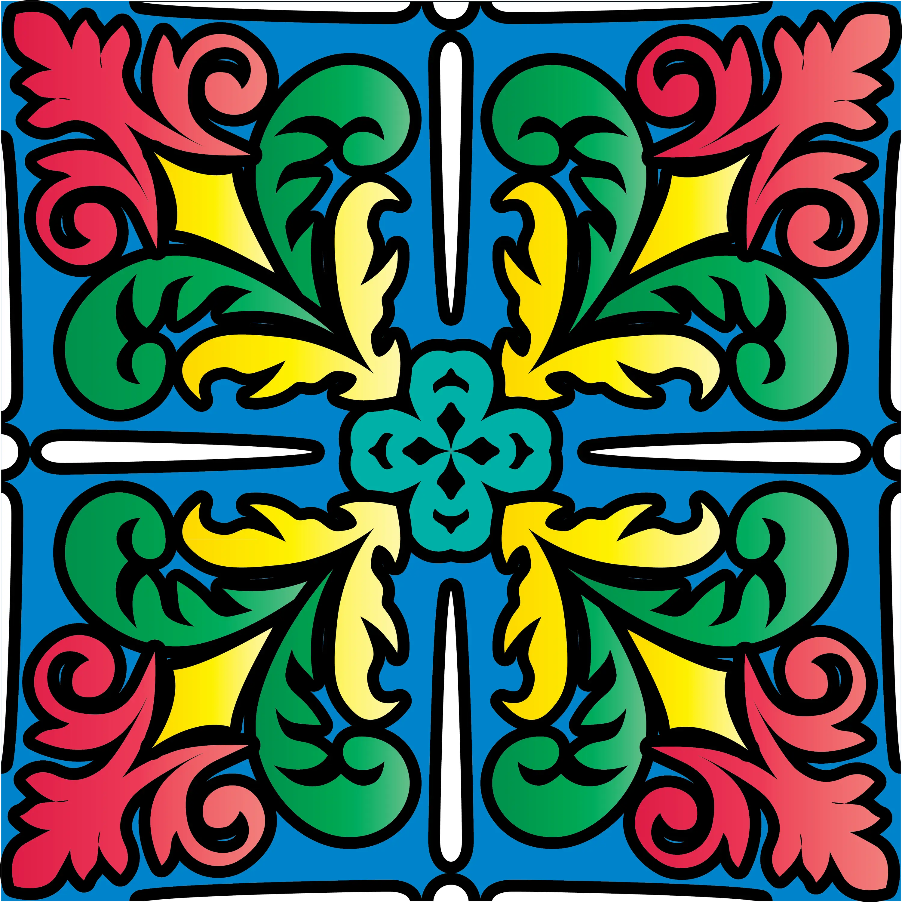 Colorful Floral Tile Design with Symmetry