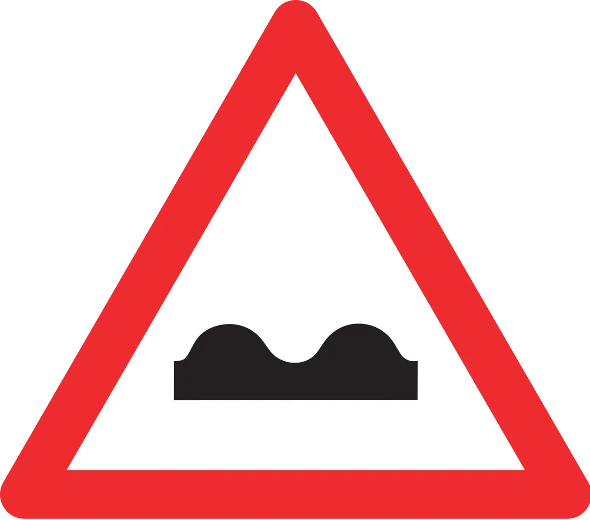 Red Triangle Bump Road Warning Sign
