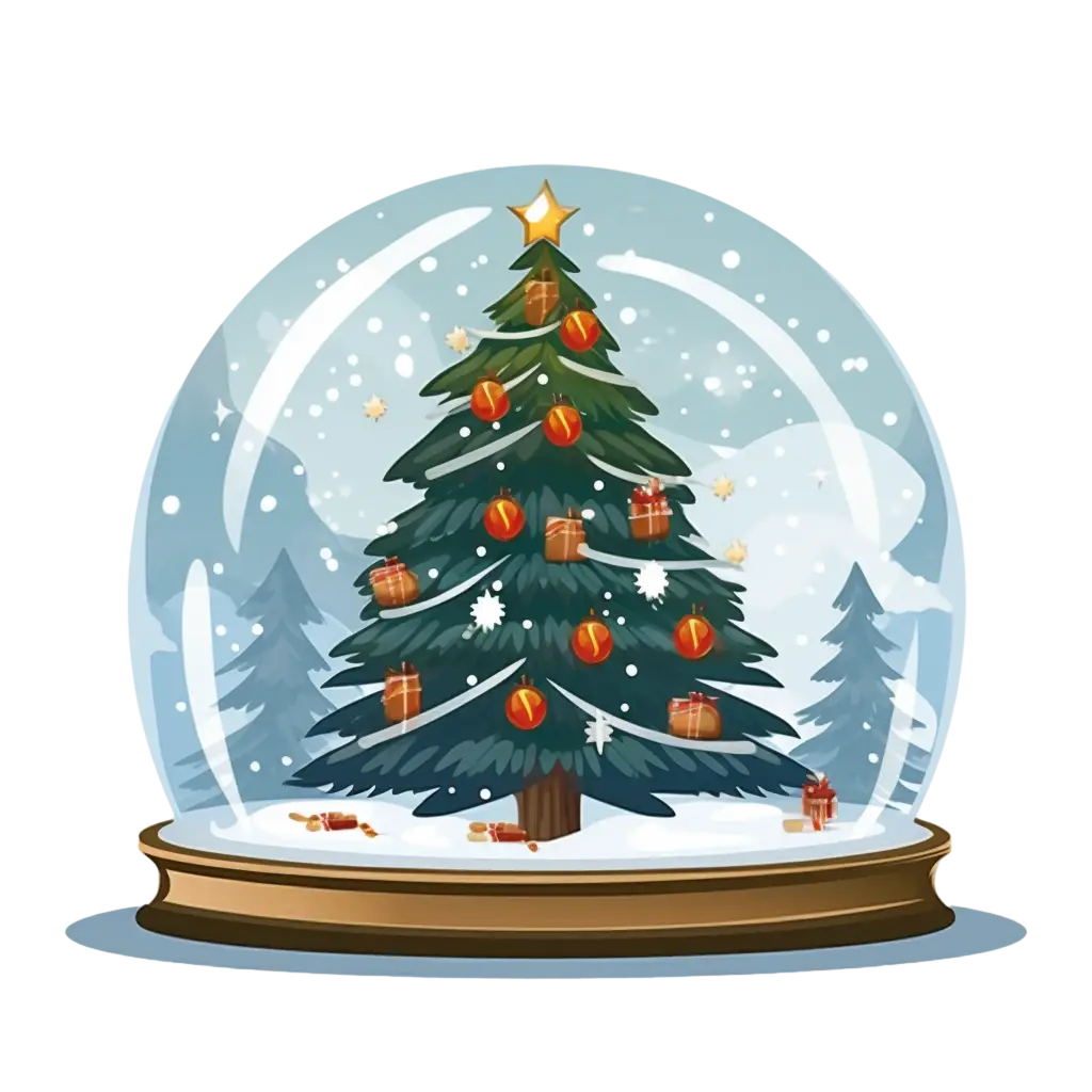 Christmas Tree Snow Globe with Decorations