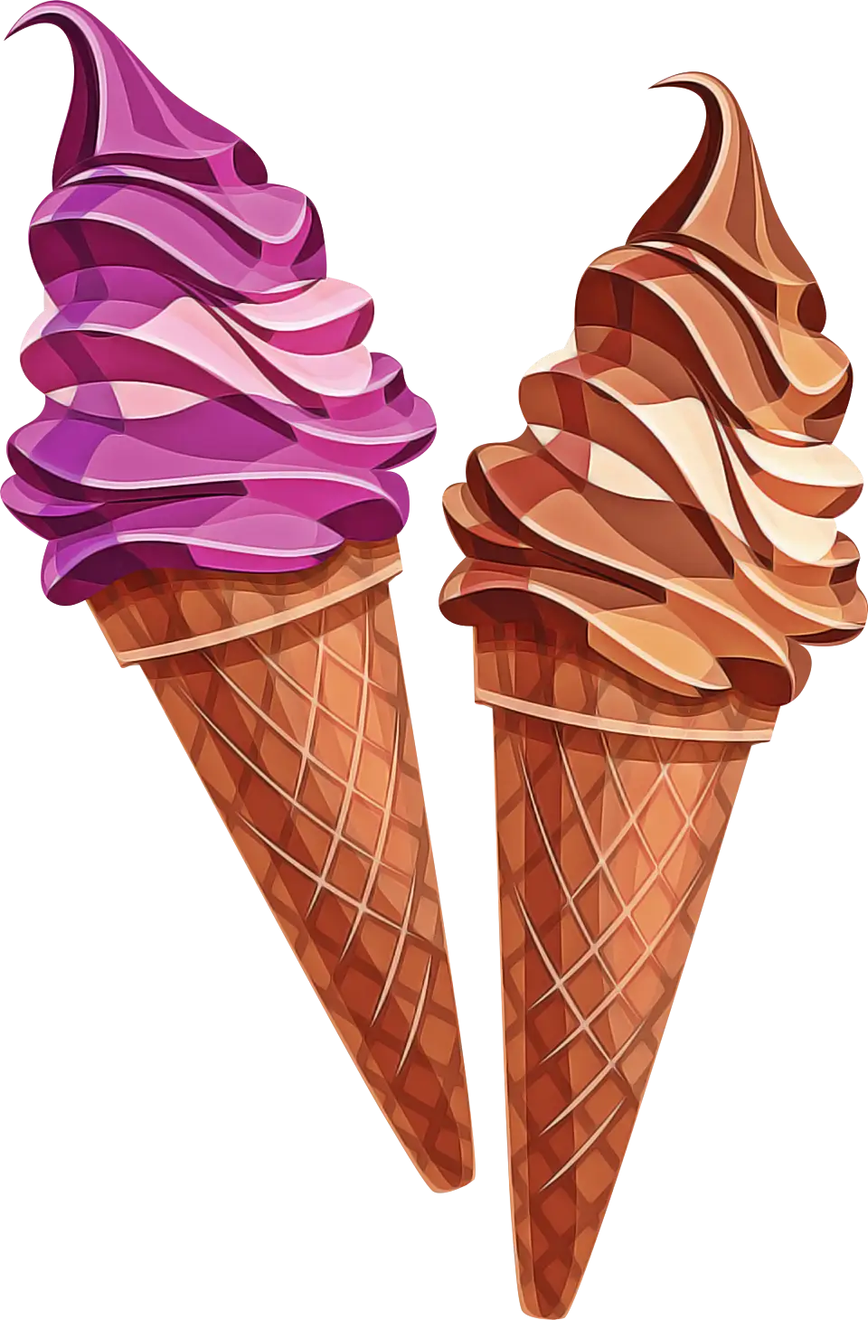 Two Colorful Ice Cream Cones