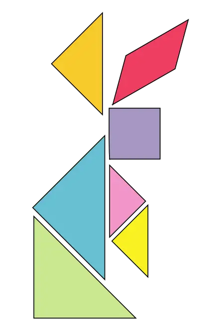 Colorful Tangram Puzzle Pieces