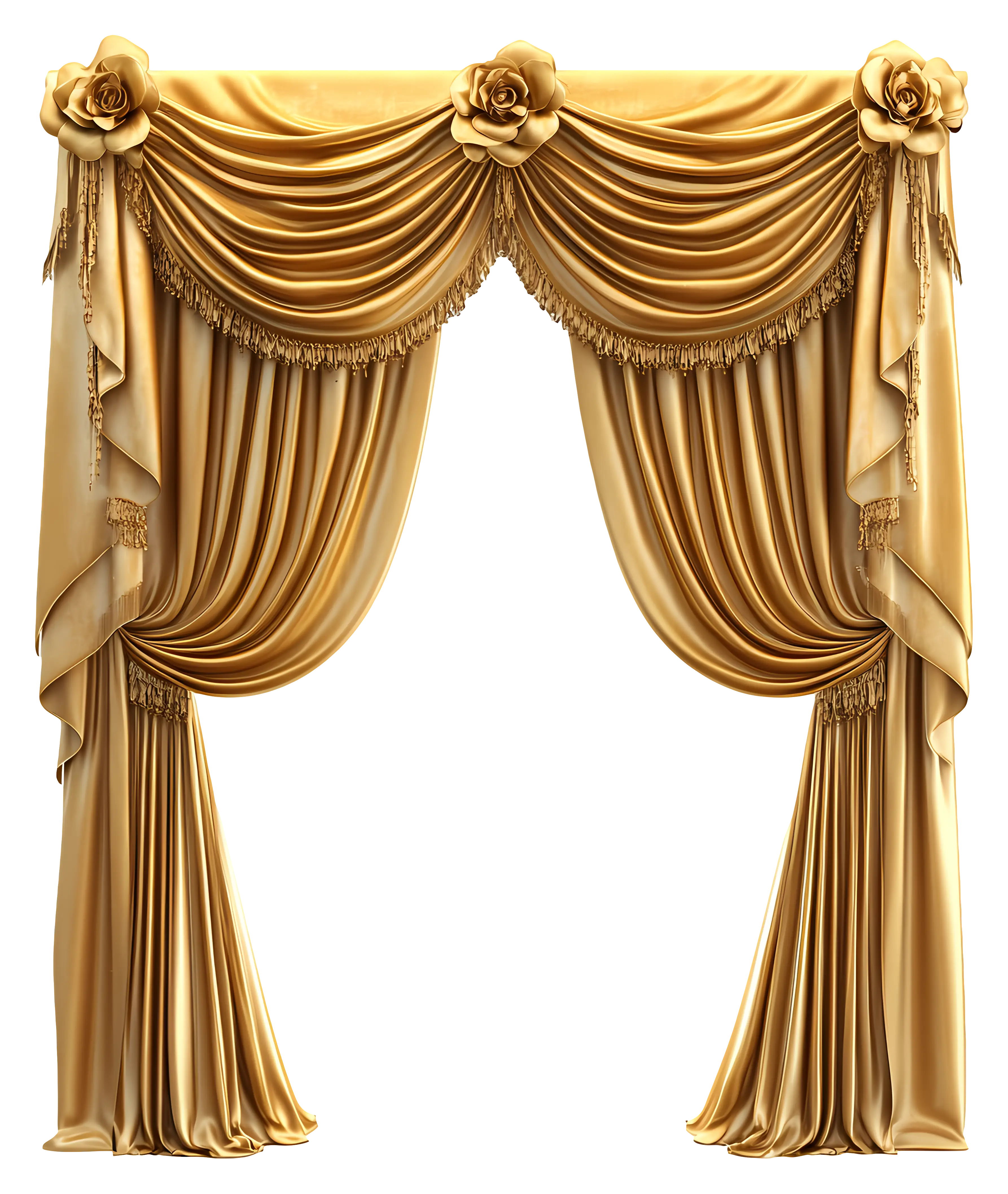 Elegant Golden Curtains with Roses