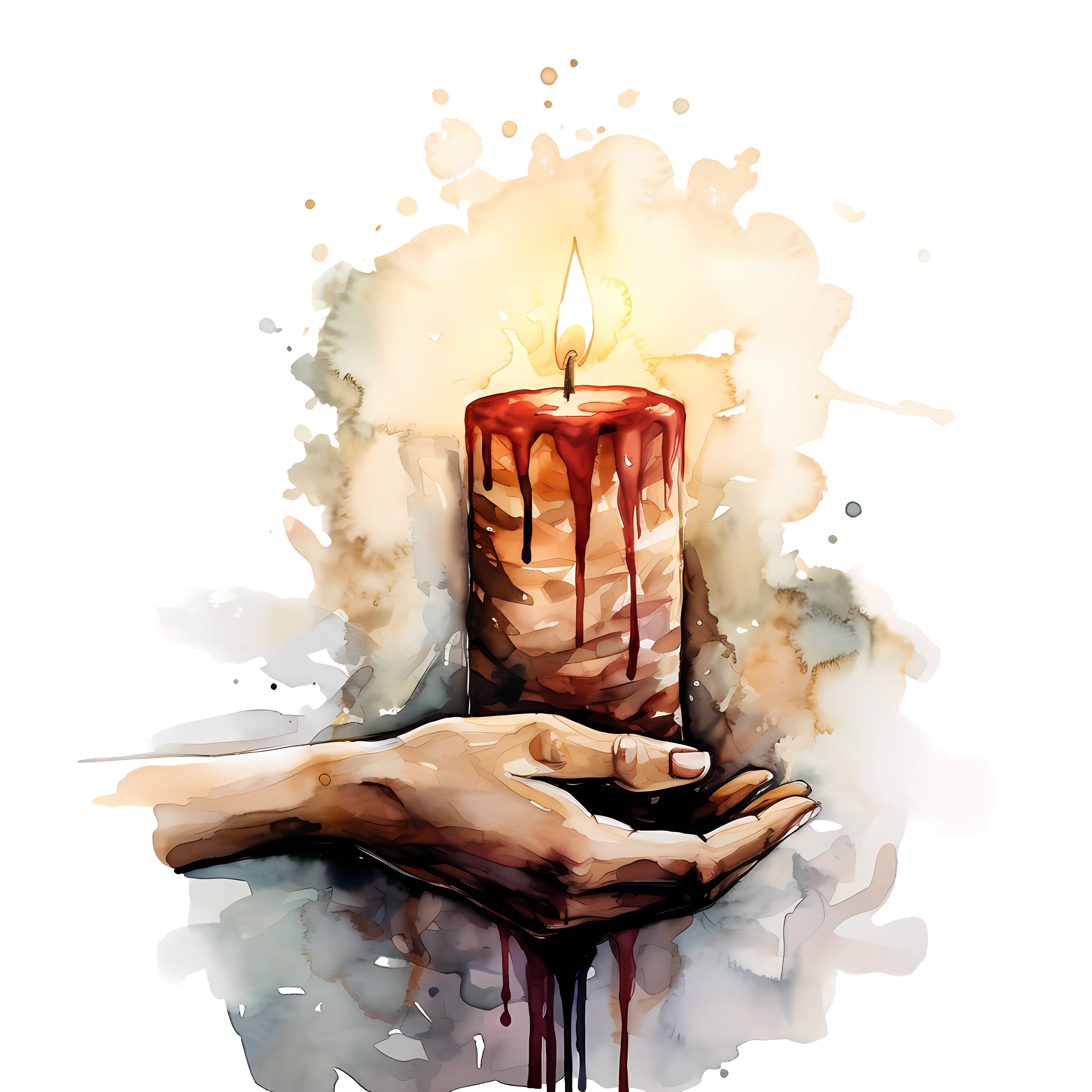 Hand Holding Dripping Candle