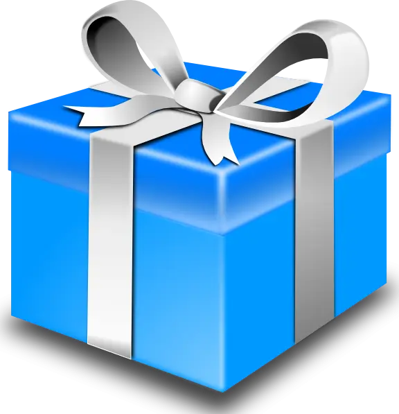 Blue Gift Box with Ribbon