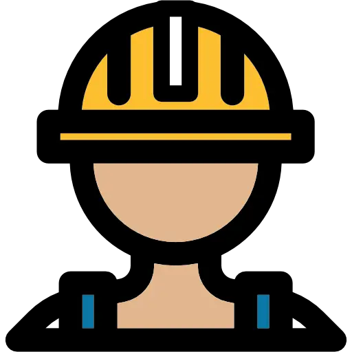 Construction Worker Icon with Safety Helmet