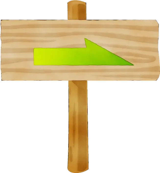 Rightward Green Arrow on Wooden Sign