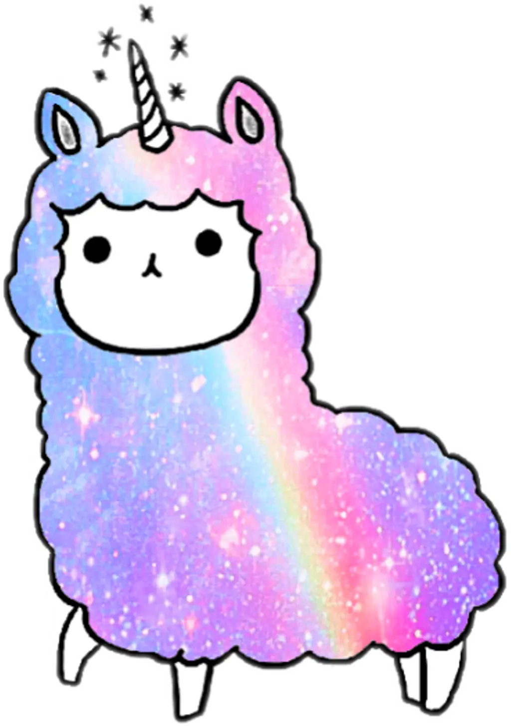 Colorful Rainbow Llama Unicorn Cartoon