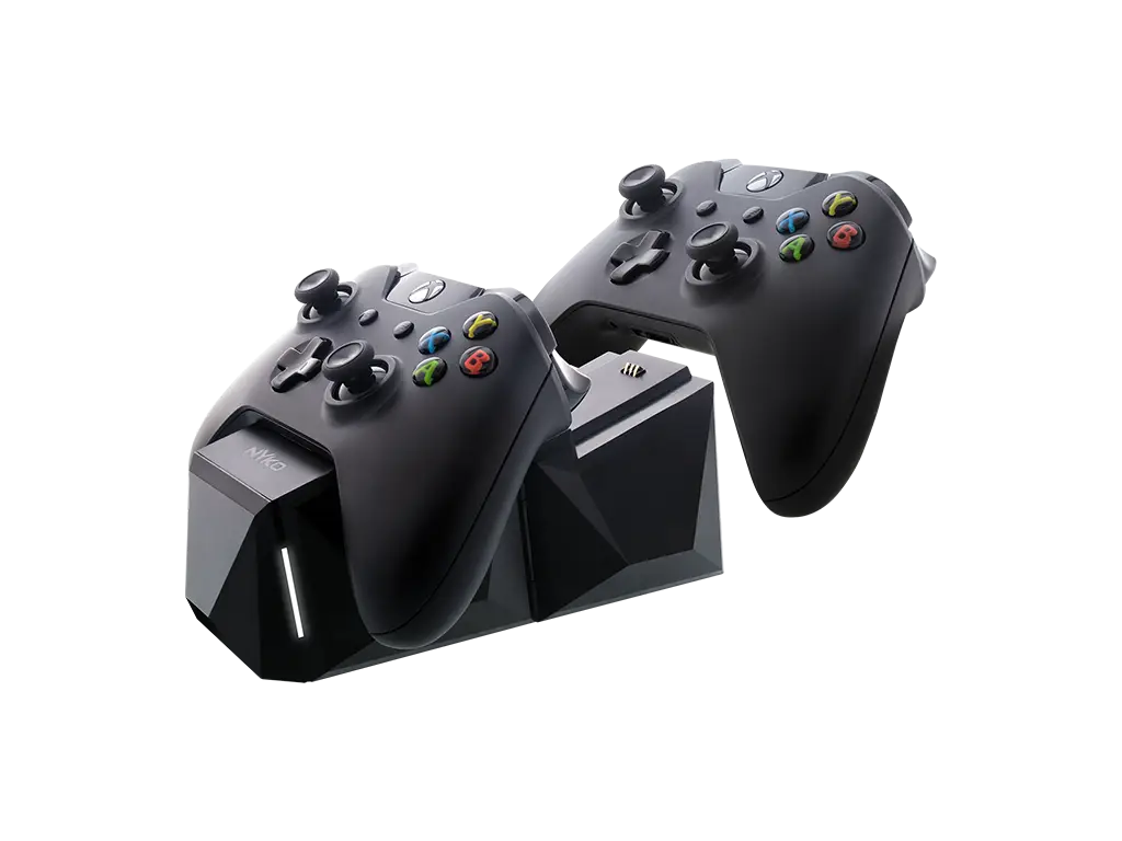 Gaming Controllers on Charging Dock for Convenience