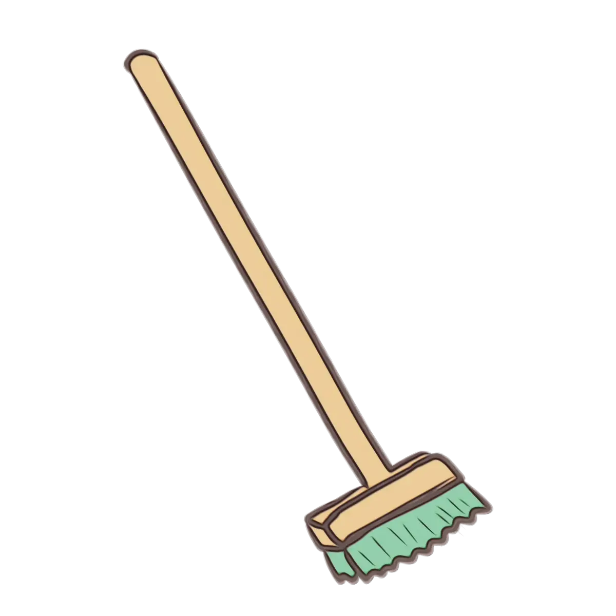 Brush with Long Wooden Handle Illustration
