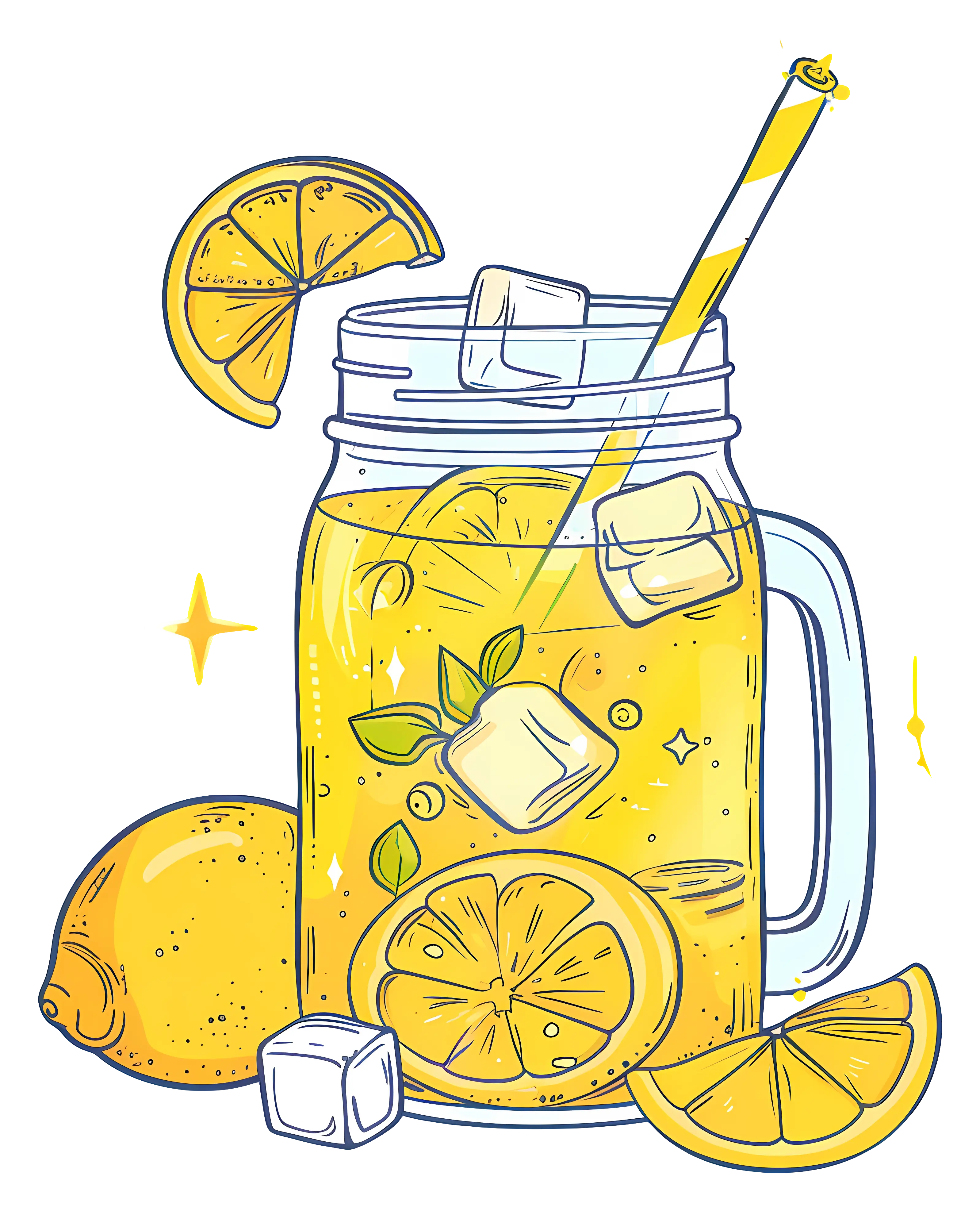 Refreshing Lemonade in Glass Jar Illustration