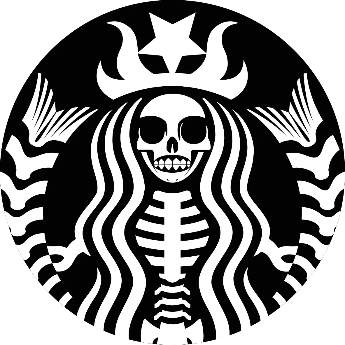 Skeleton Mermaid Logo in Gothic Style