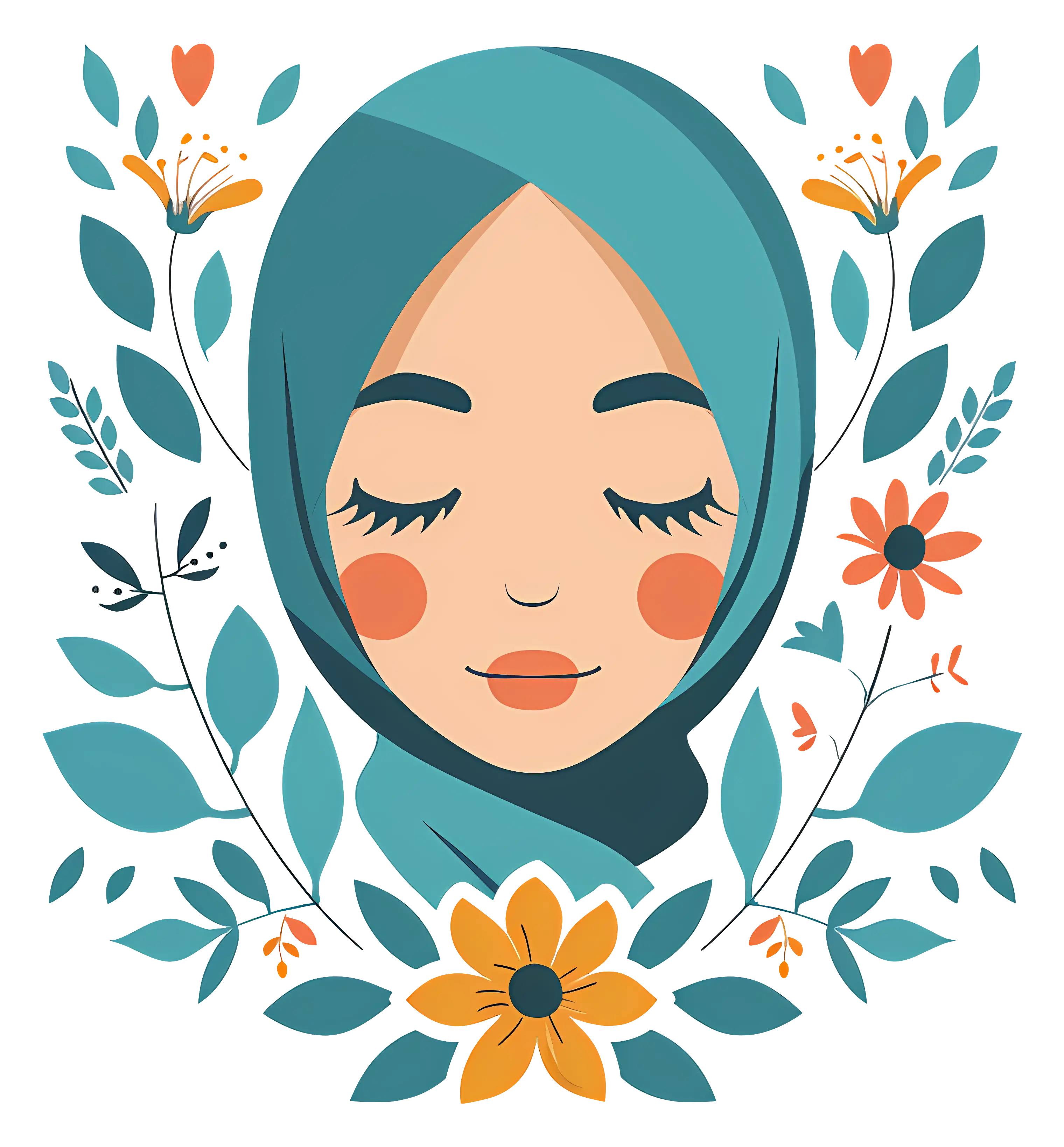 Woman with Floral Background