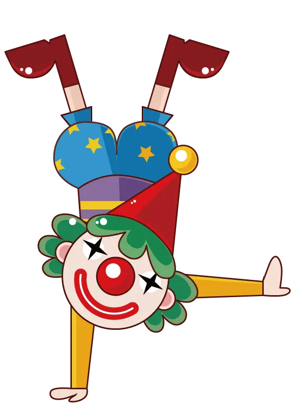 Cartoon Clown Performing a Handstand