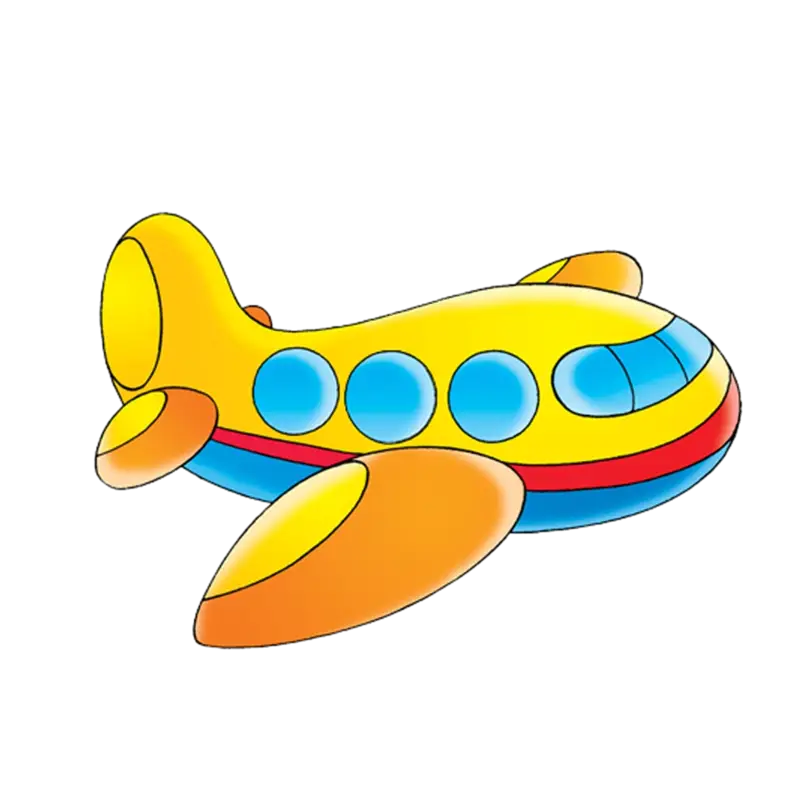 Yellow Cartoon Airplane with Bright Blue Windows