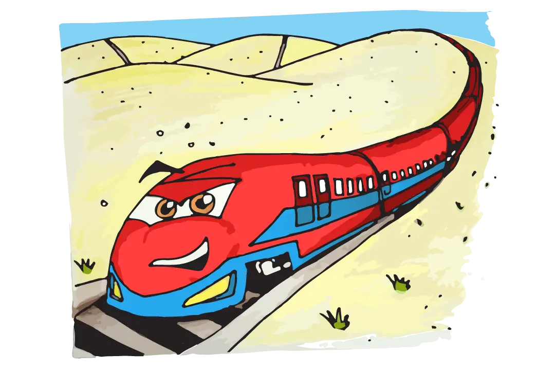 Red Cartoon Train in Animated Style