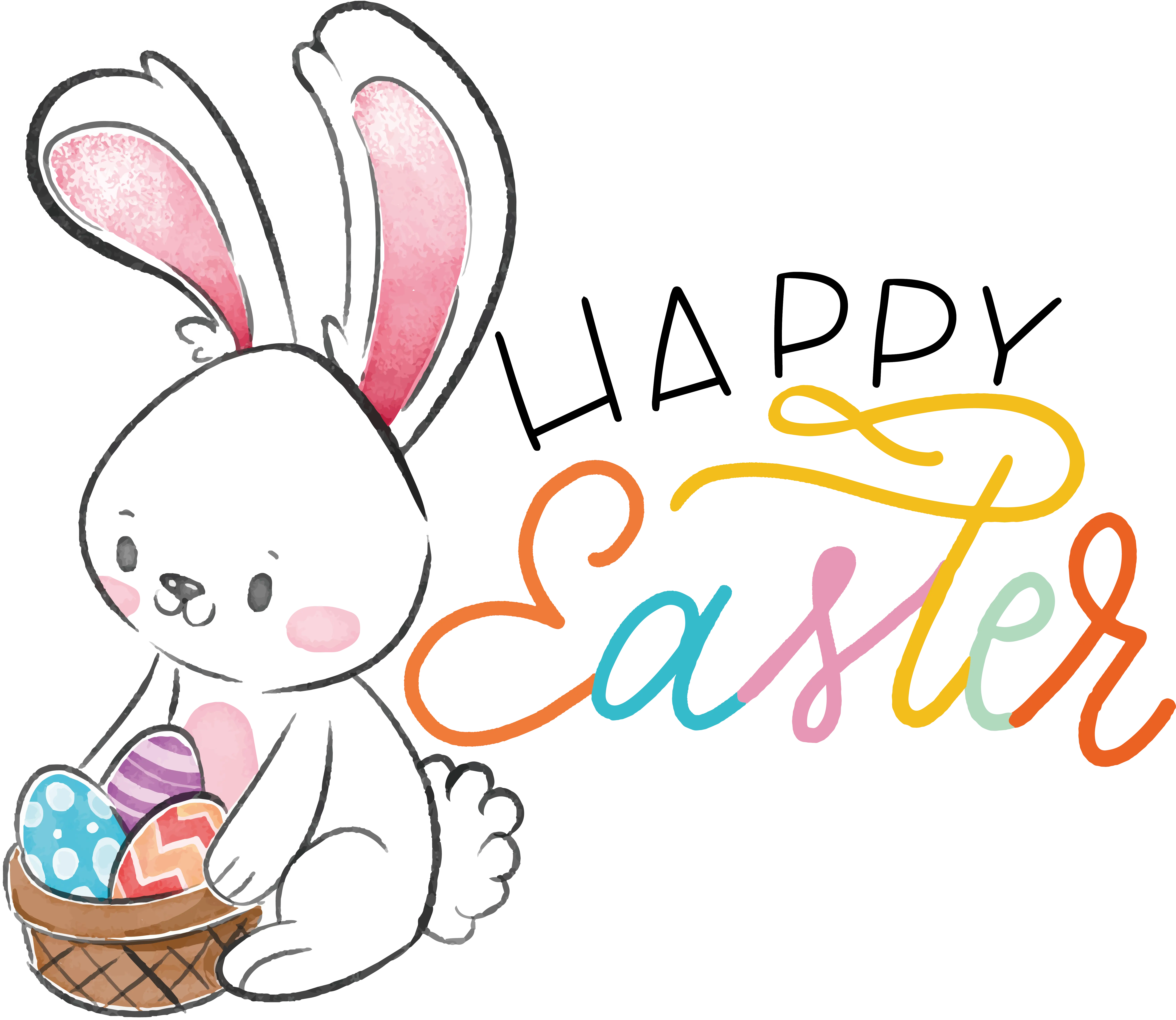Happy Easter Bunny with Basket