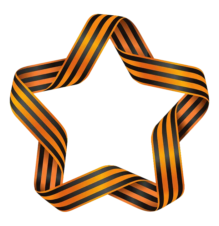 Star Shaped Orange and Black Ribbon for Victory Day